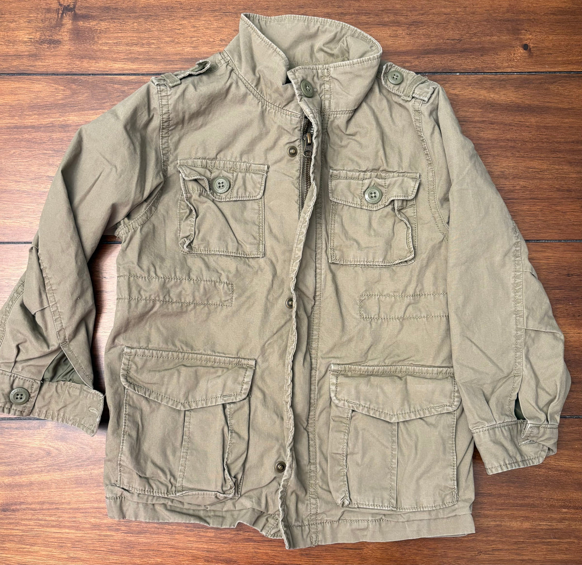 #197 Gap Boys Size 5 Army Green Military Style Utility Jacket