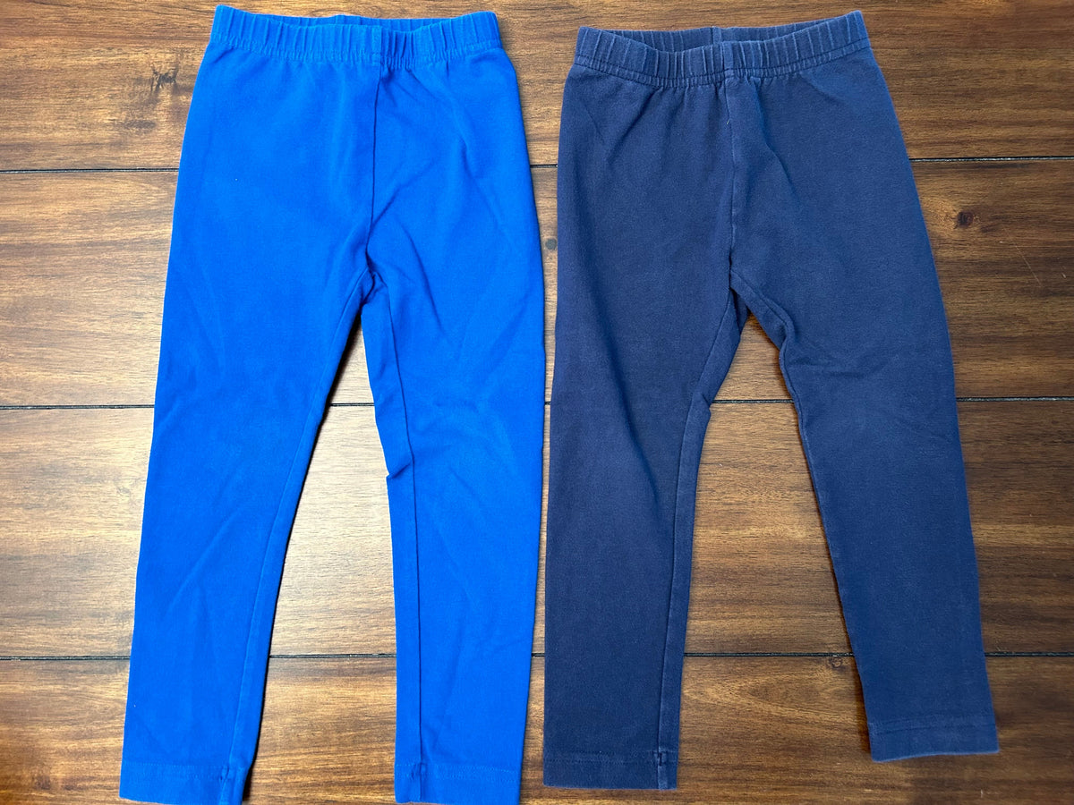 #197 Hanna Andersson Girls Size 4 (100) Navy & Royal Blue Solid Leggings Bundle