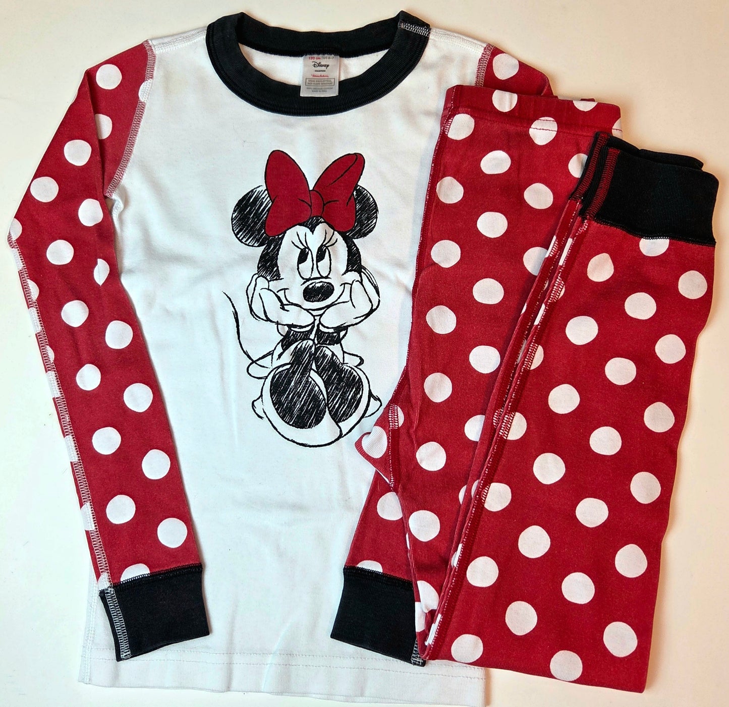 #112 - Hanna Andersson Minnie Mouse Pajamas, Size 120 (6-7), VGUC