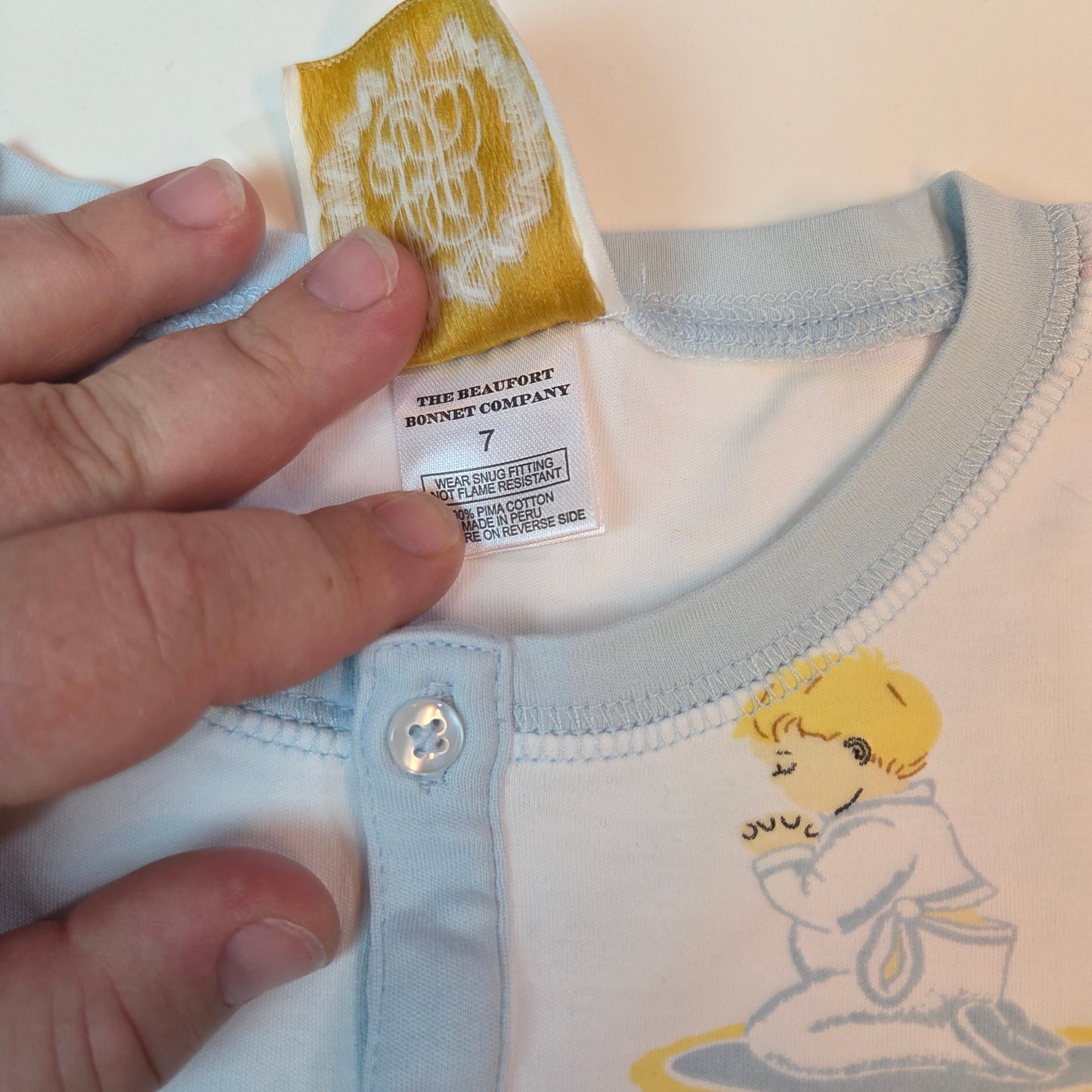 #112 - The Beaufort Bonnet Company Patience and Prayers Two Piece Pajamas, Size 7, EUC