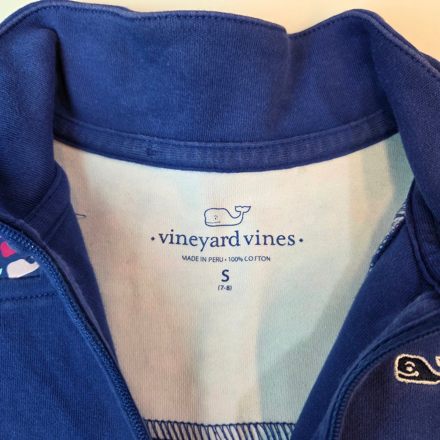 #112 - Vineyard Vines Royal Blue Whale Logo Shep Shirt, Size Sm (7-8), VGUC