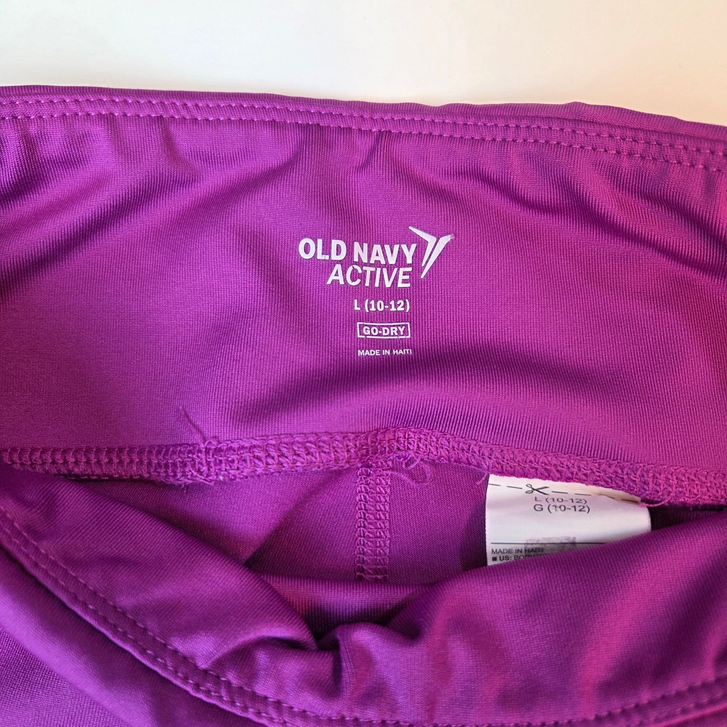 #112 - Old Navy Magenta Go Dry Leggings with Mesh Detail, Size L (10-12), EUC