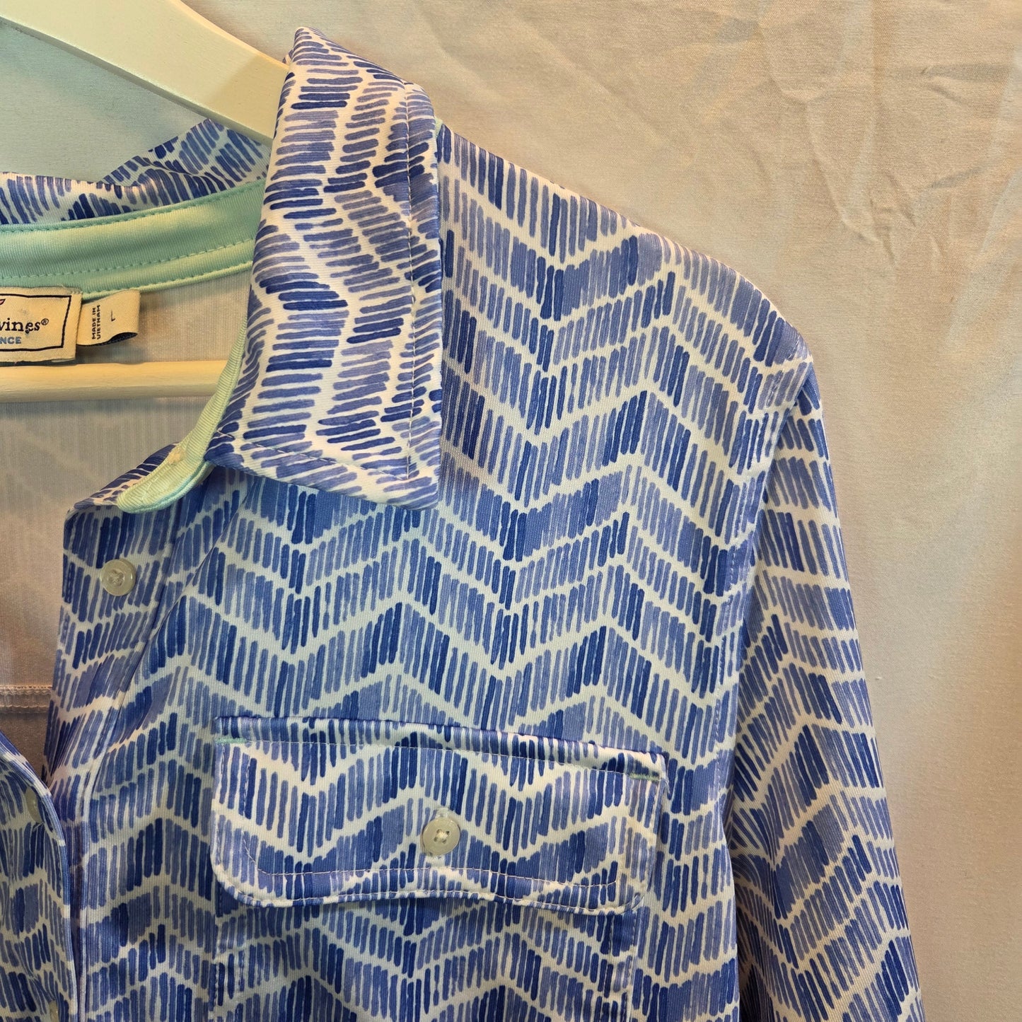 #112 - VINEYARD VINES Performance Linear Whale Tail Dress Women’s, Size L, EUC