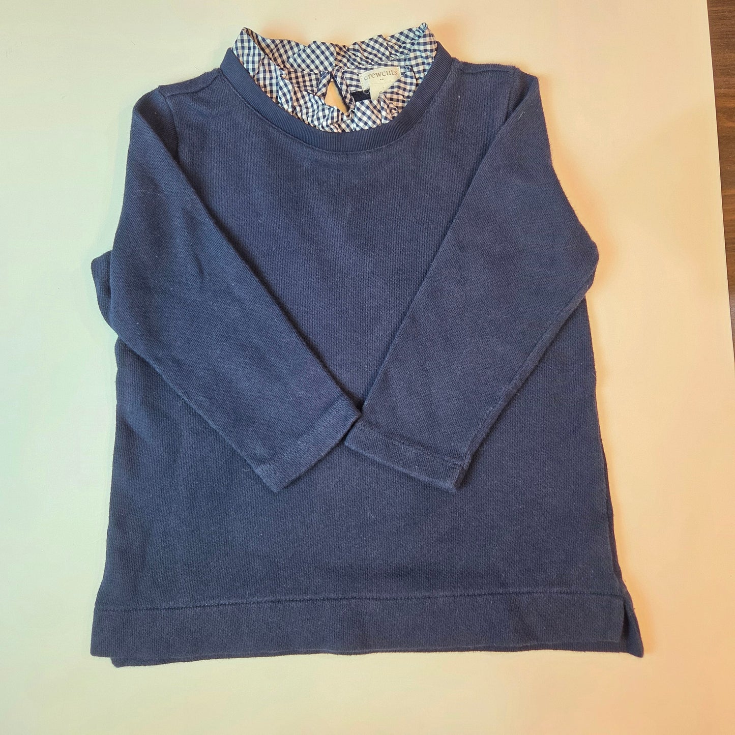 #112 - Crewcuts Navy Blue Long Sleeve Shirt, Size 6-7, GUC