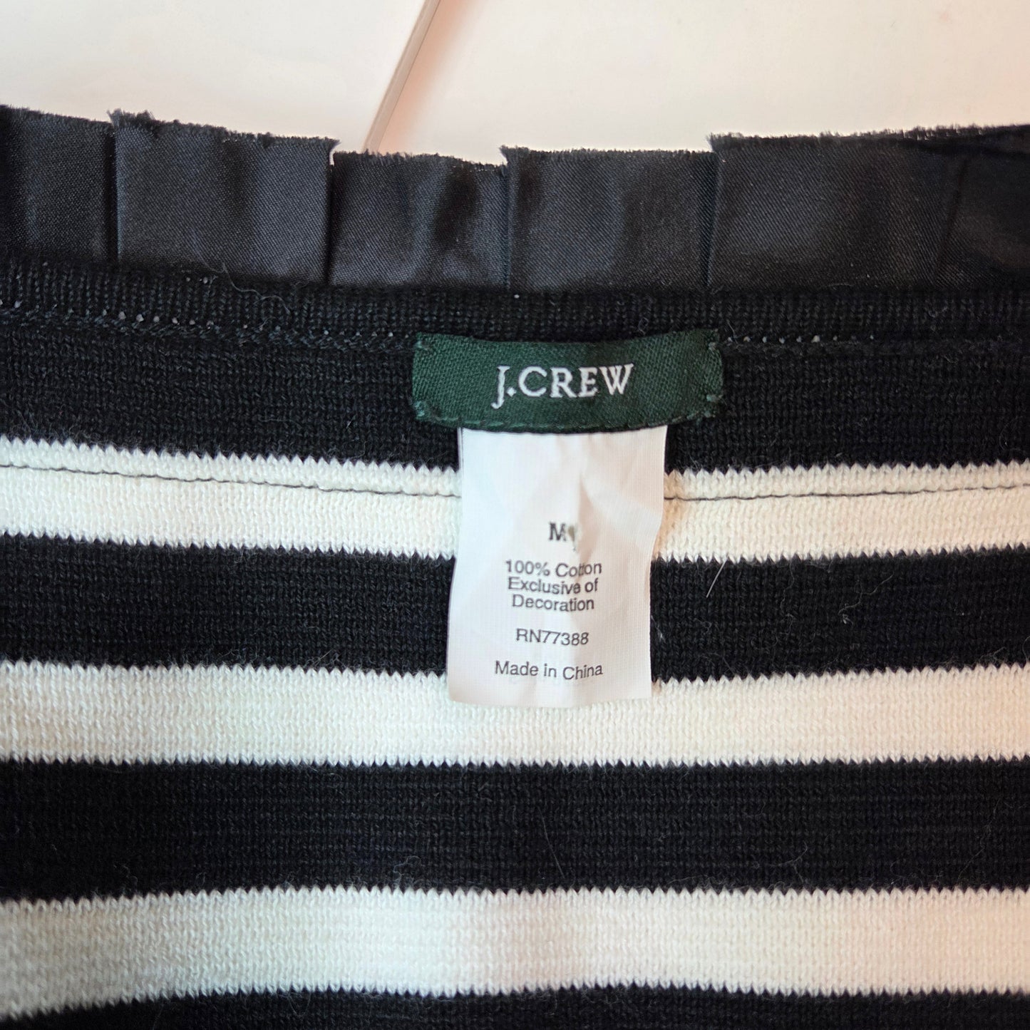 #112 - J.Crew Black and White Striped Sweater Jacket, Size M, EUC