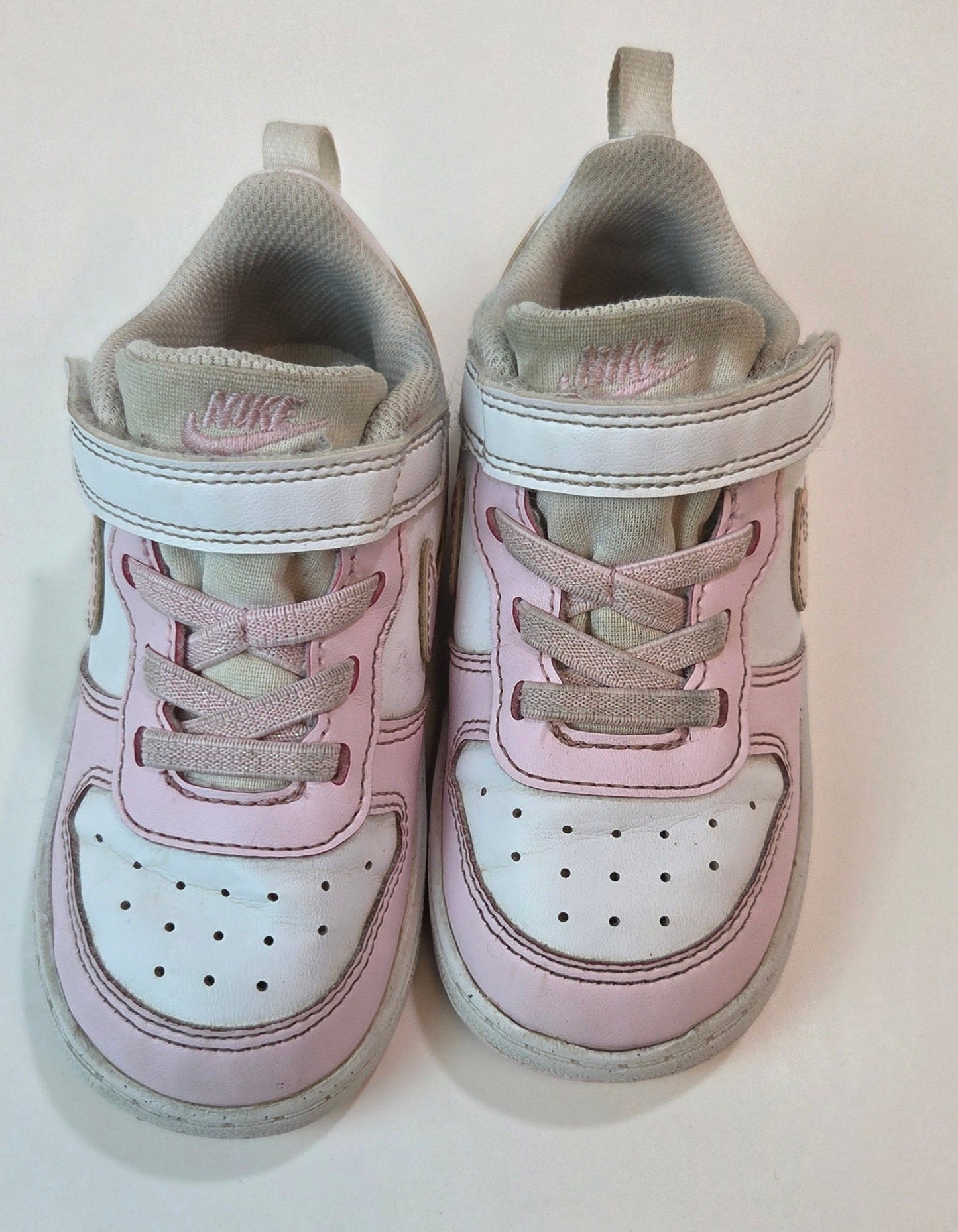 #112- Nike Court Borough Low Recraft Toddler Shoes, light pink and White, size 8, GUC
