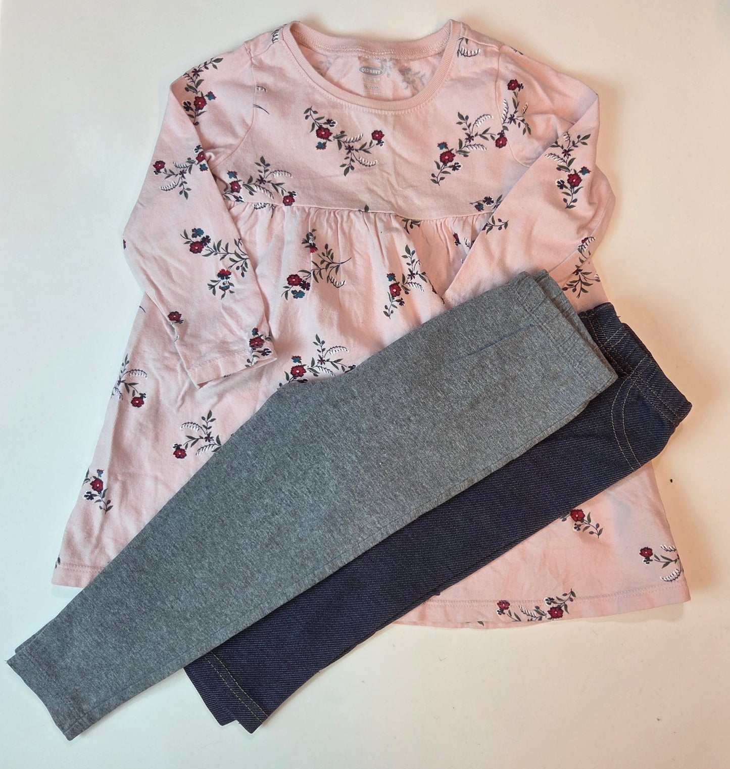 #112 - Old Navy set of Dress and 2 Leggings, Size 24m, EUC