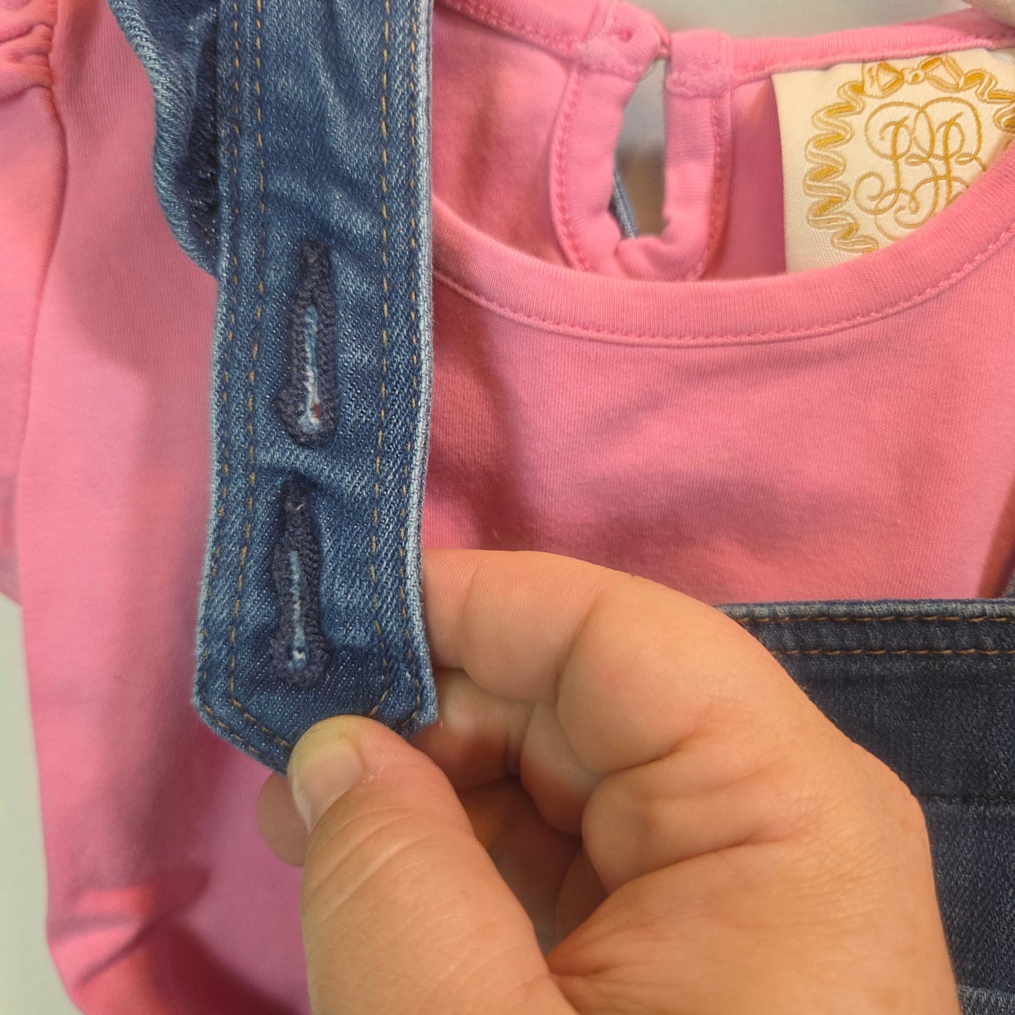 #112 - TBBC short sleeve shift ans Gap Overalls, Size 2, EUC