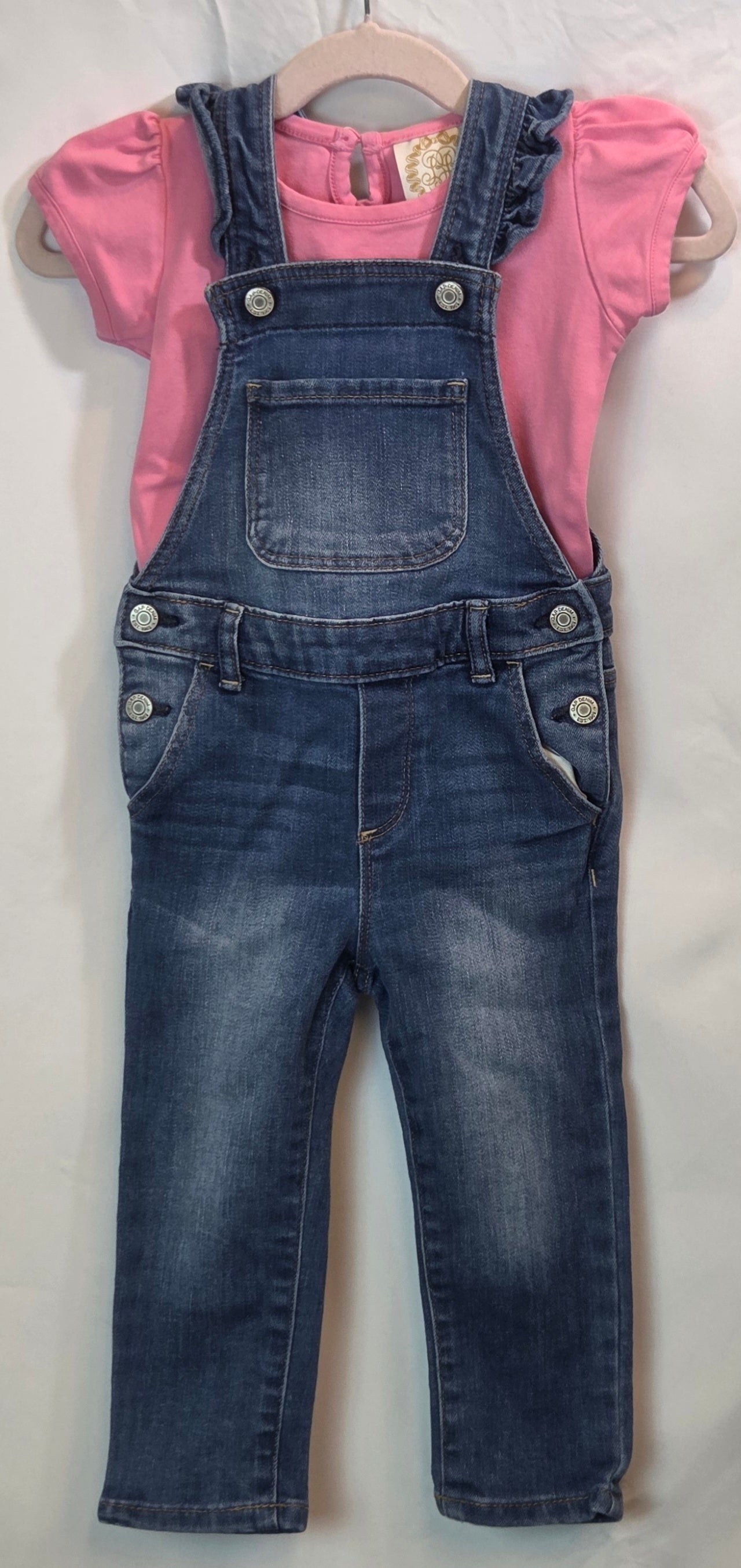 #112 - TBBC short sleeve shift ans Gap Overalls, Size 2, EUC