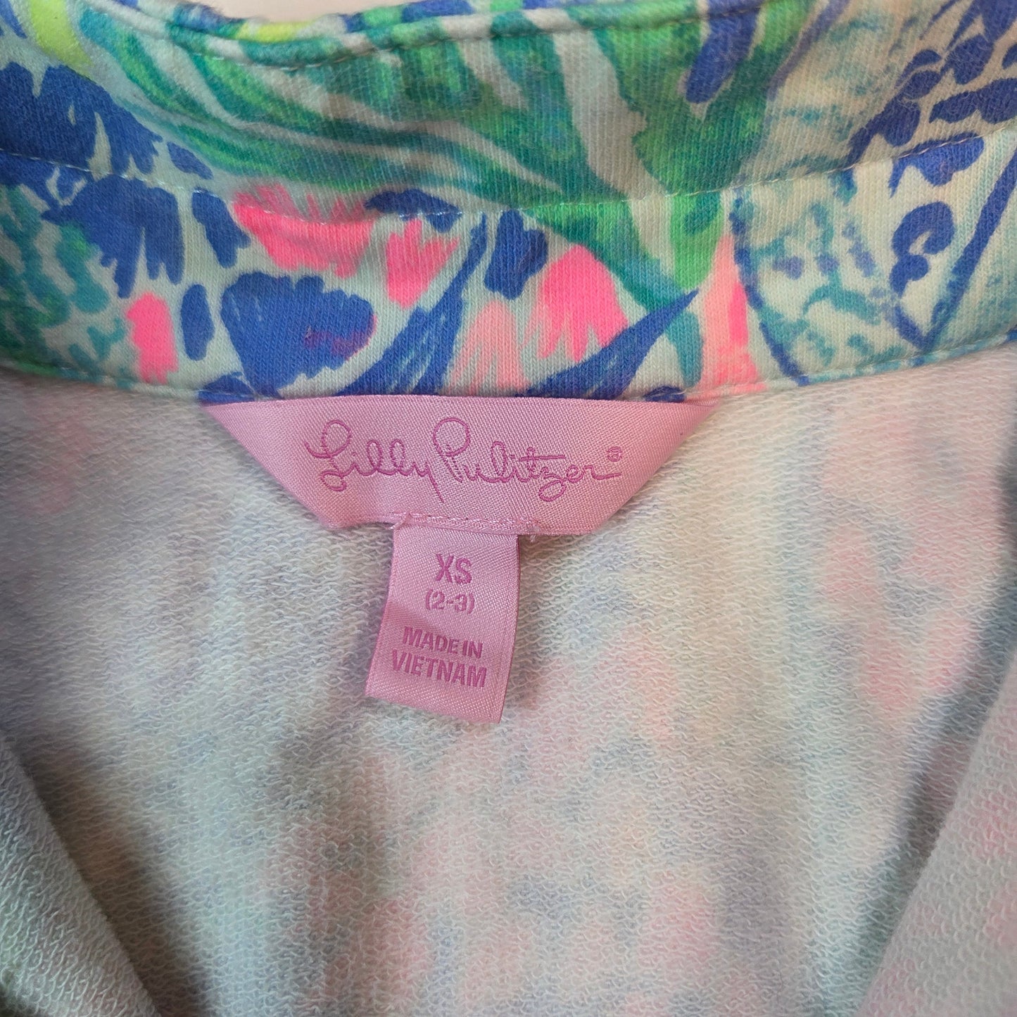 #112 - Lilly Pulitzer Quarter Zip Sweatshirt, Size XS 2-3, EUC