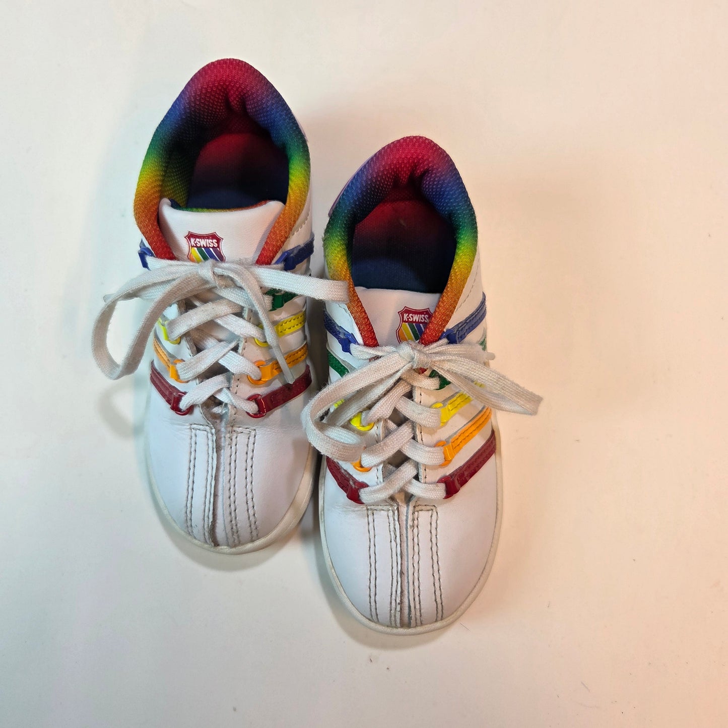 #112 - K Swiss Rainbow Stripe Sneakers, Size 10, GUC