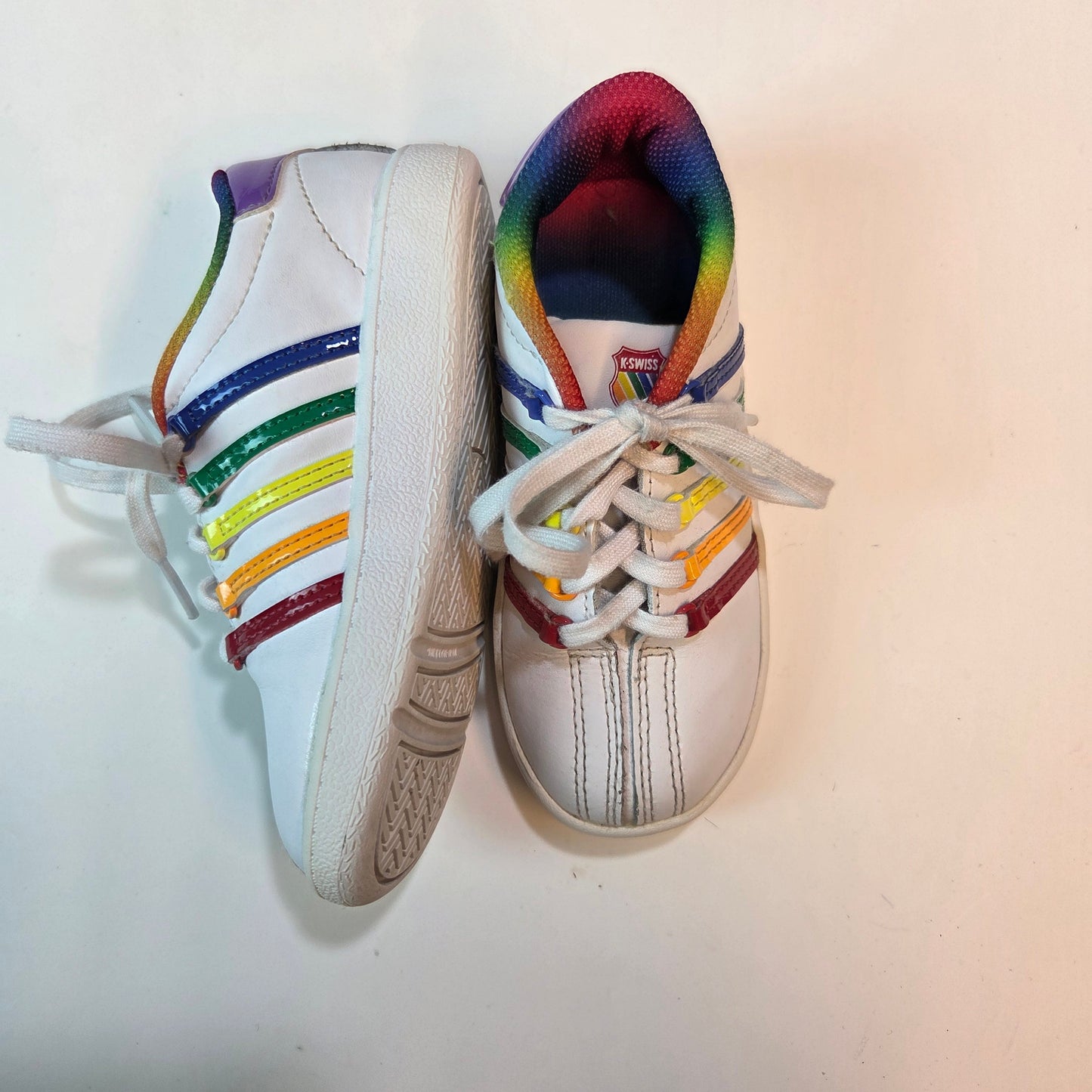 #112 - K Swiss Rainbow Stripe Sneakers, Size 10, GUC