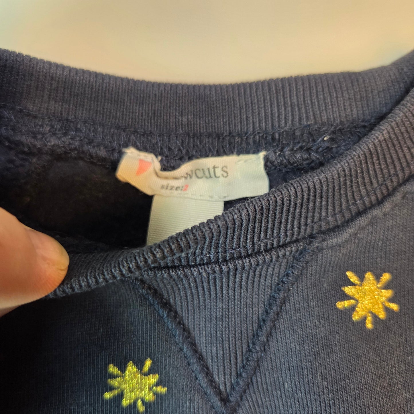 #112 - Crewcut Navy Dress with Gold Stars Fleece Dress, Size 2, EUC