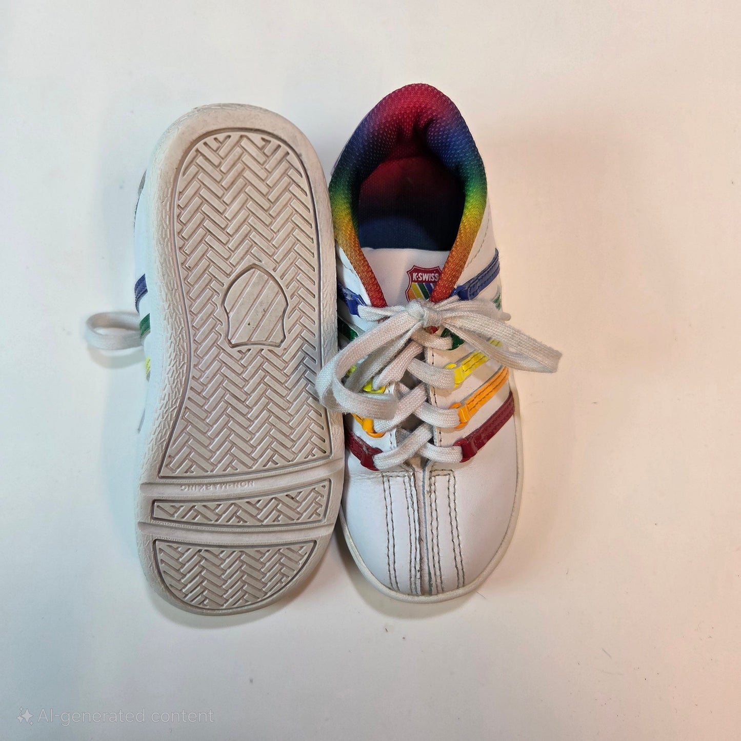 #112 - K Swiss Rainbow Stripe Sneakers, Size 10, GUC