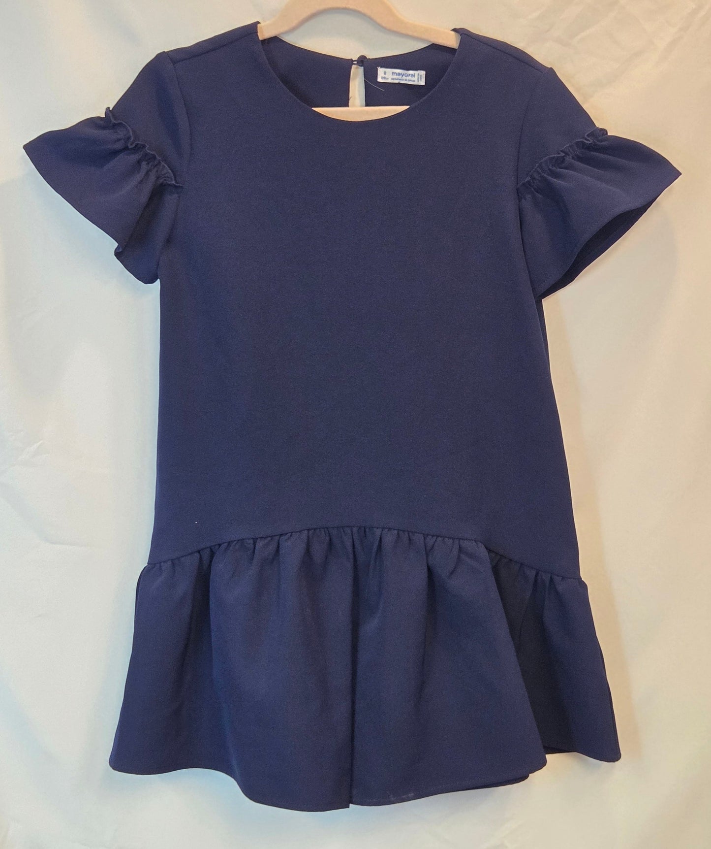 #112 - Mayoral Navy Blue Dress, Bow detail, Size 8 (128), EUC