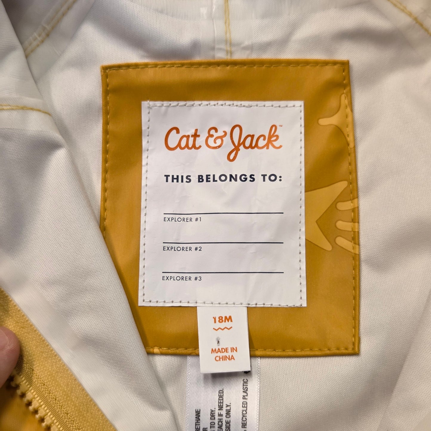 #112 - Cat and Jack Yellow Rainsuit, Size 18M, NWOT