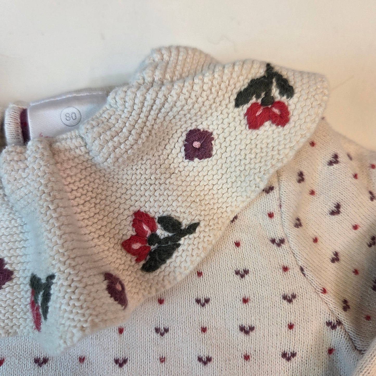 #112 - Hanna Andersson White Floral Sweater, Size 80 (18-24m), GUC