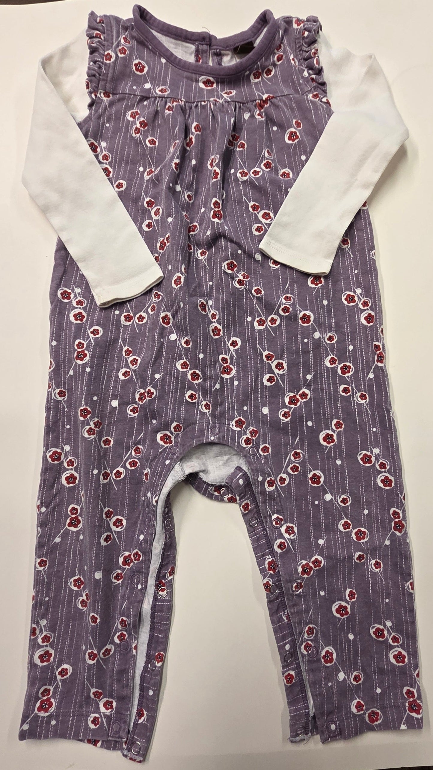 #112 - tea Purple Floral Romper, Size 18-24m, GUC