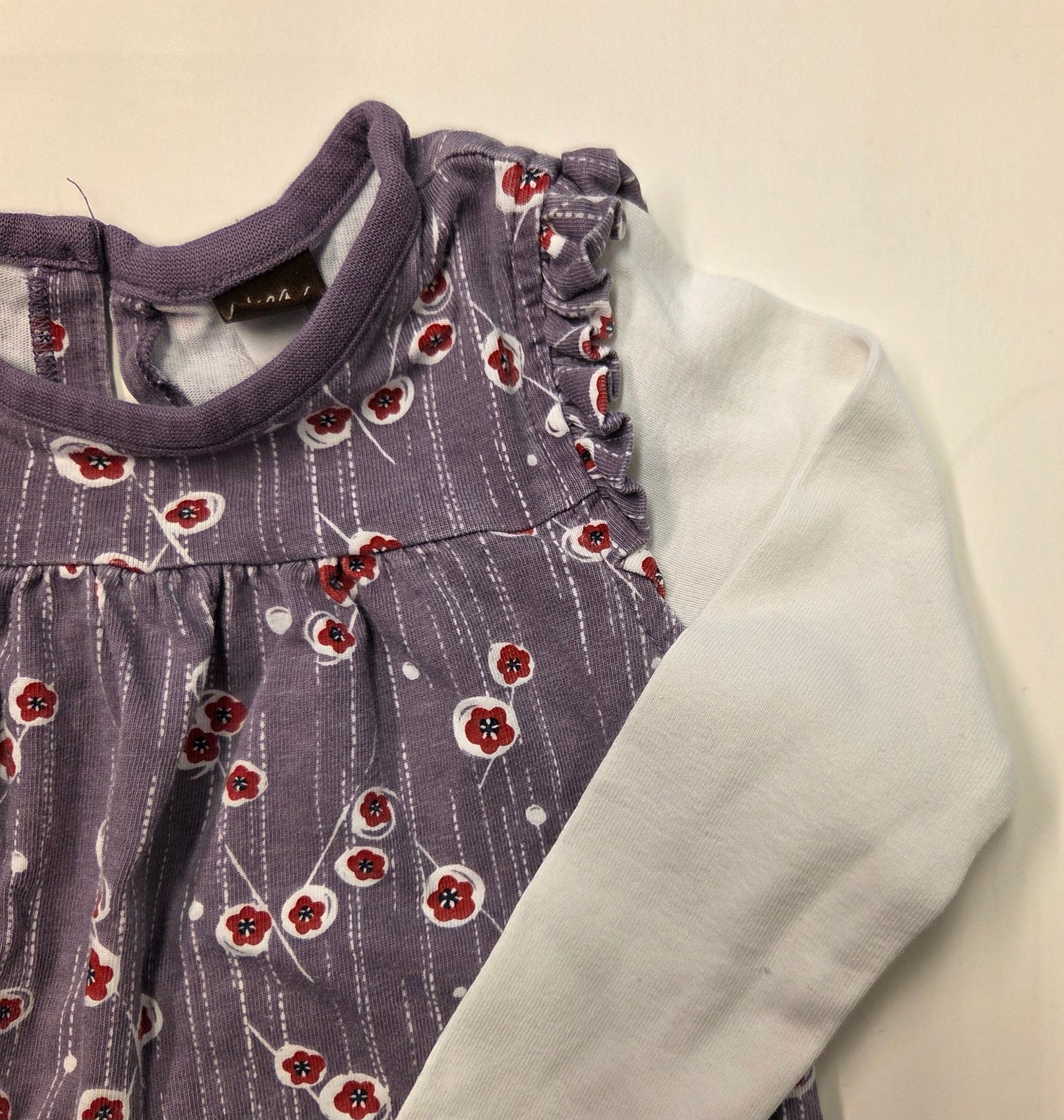 #112 - tea Purple Floral Romper, Size 18-24m, GUC