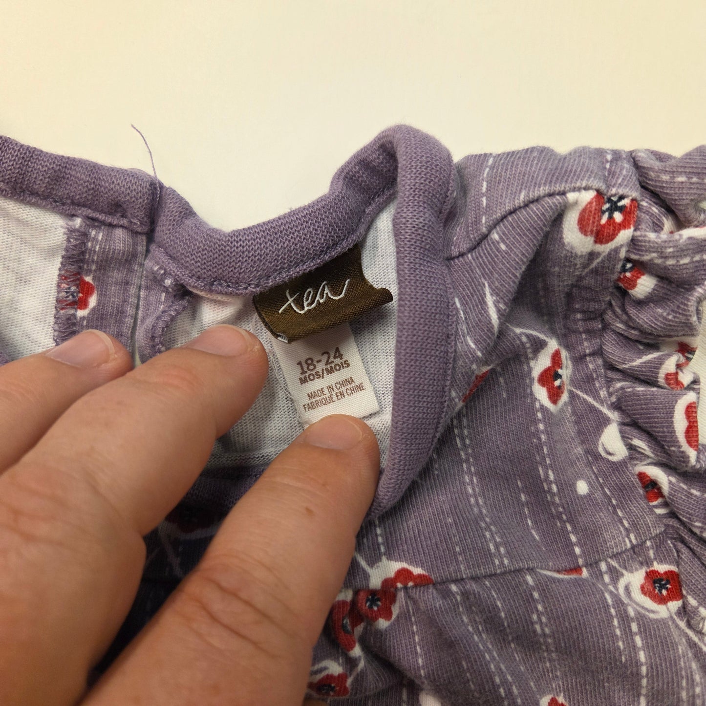 #112 - tea Purple Floral Romper, Size 18-24m, GUC