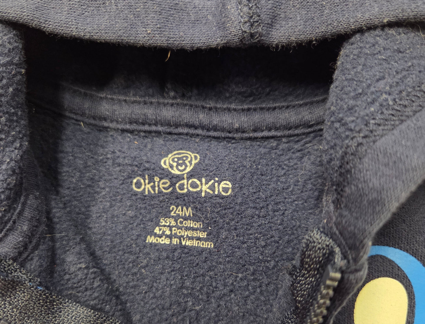 #112 - Okie Dokie Blue Hooded Sweatshirt, Boys Size 24M, VGUC