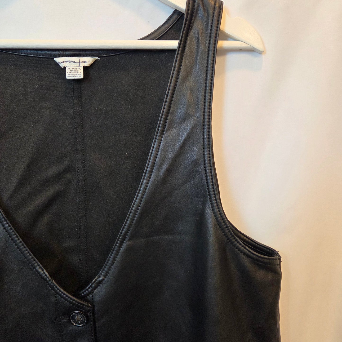 #112 - American Eagle Black Faux Leather Dress, Size XL, EUC