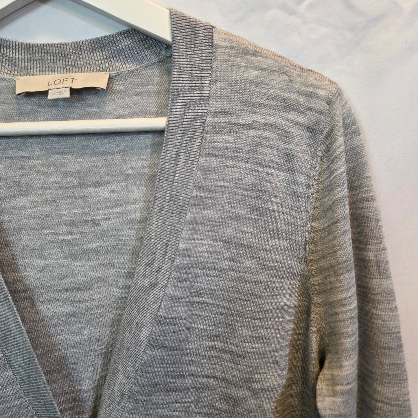#112 - LOFT Gray Cardigan, Size M, EUC