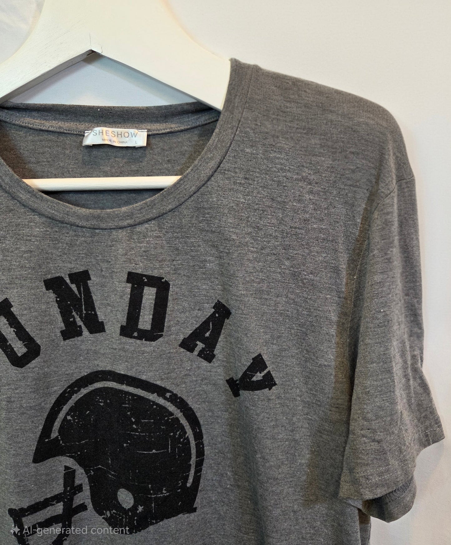 #112 - Gray "Sunday Funday" t-shirt, Size L, VGUC