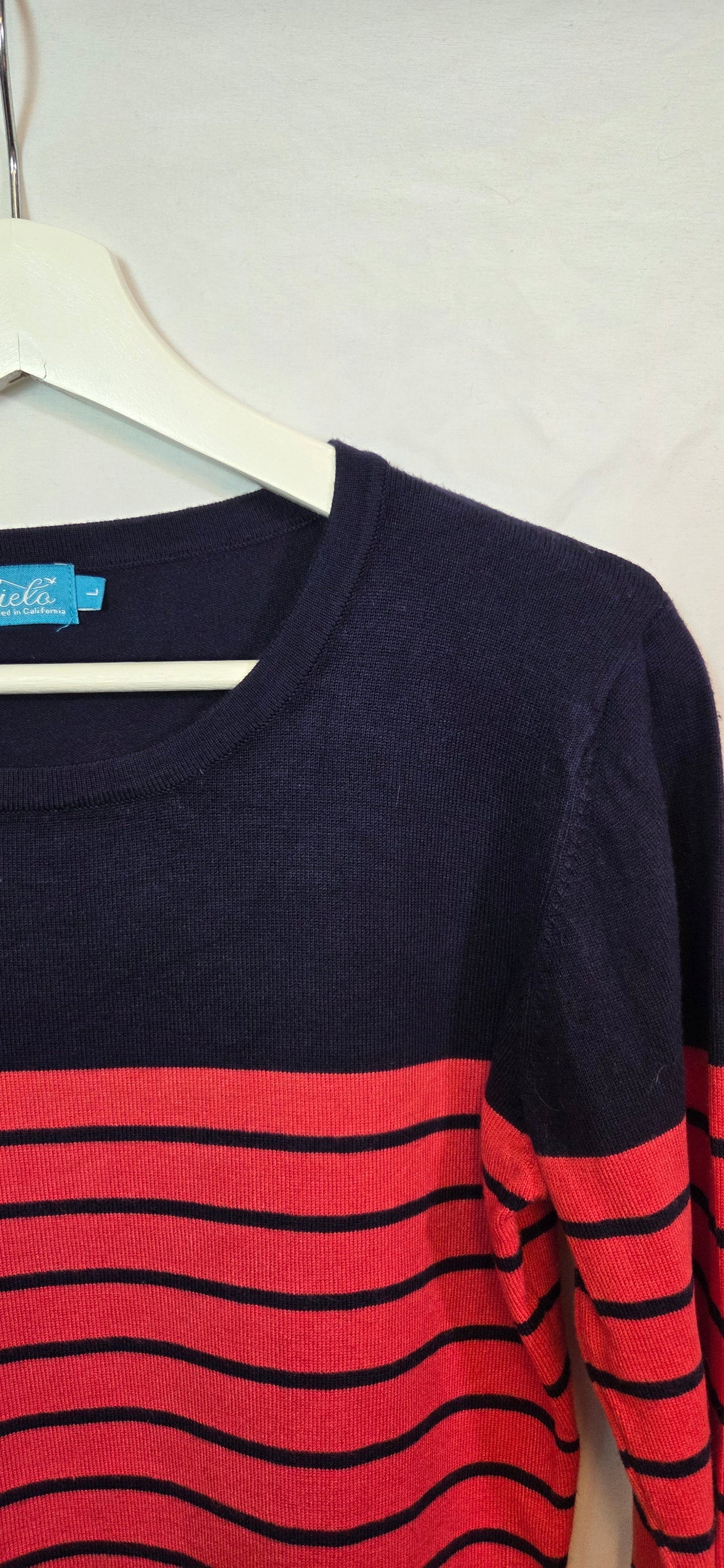 #112 - Cielo Striped Sweater, Women's Size L, EUC