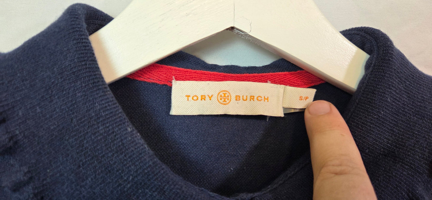 #112 - Tory Burch Navy Blue Polo Shirt, Women's Size S, EUC
