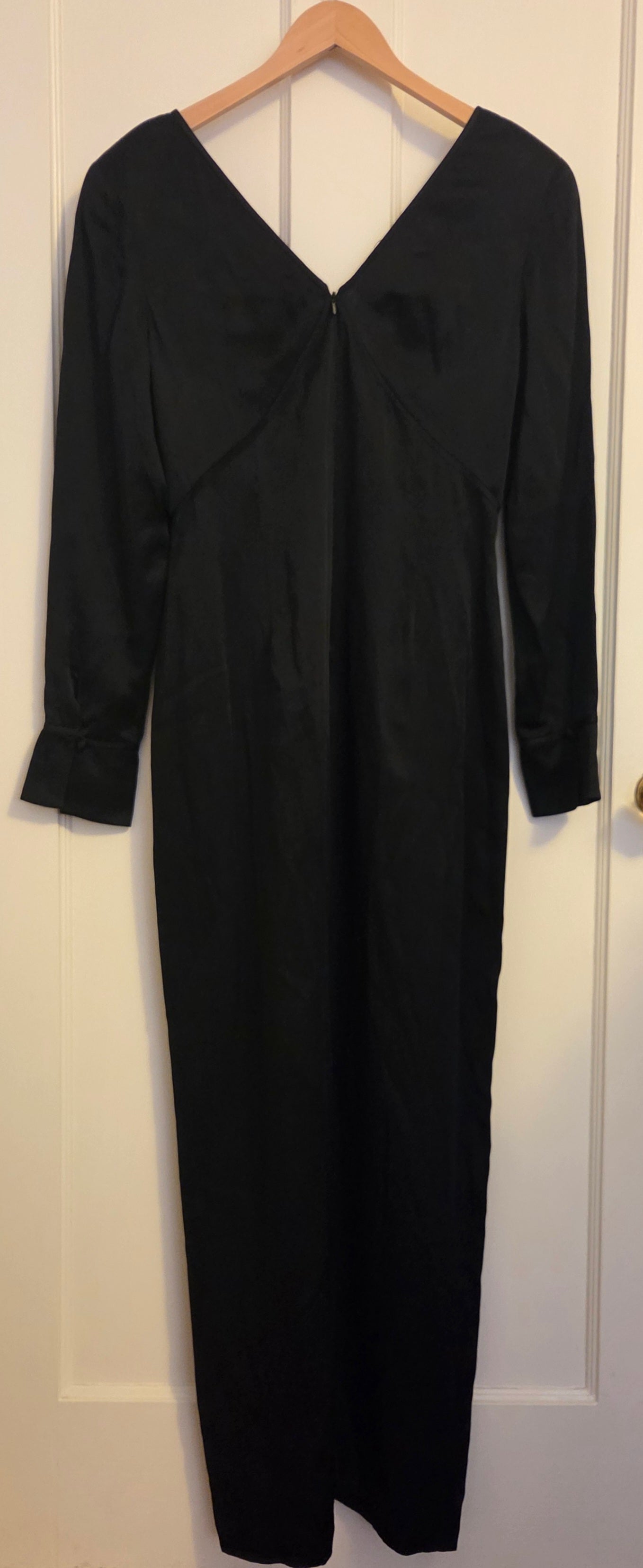 #112 - Episode Black Satin Dress, Size 14, EUC