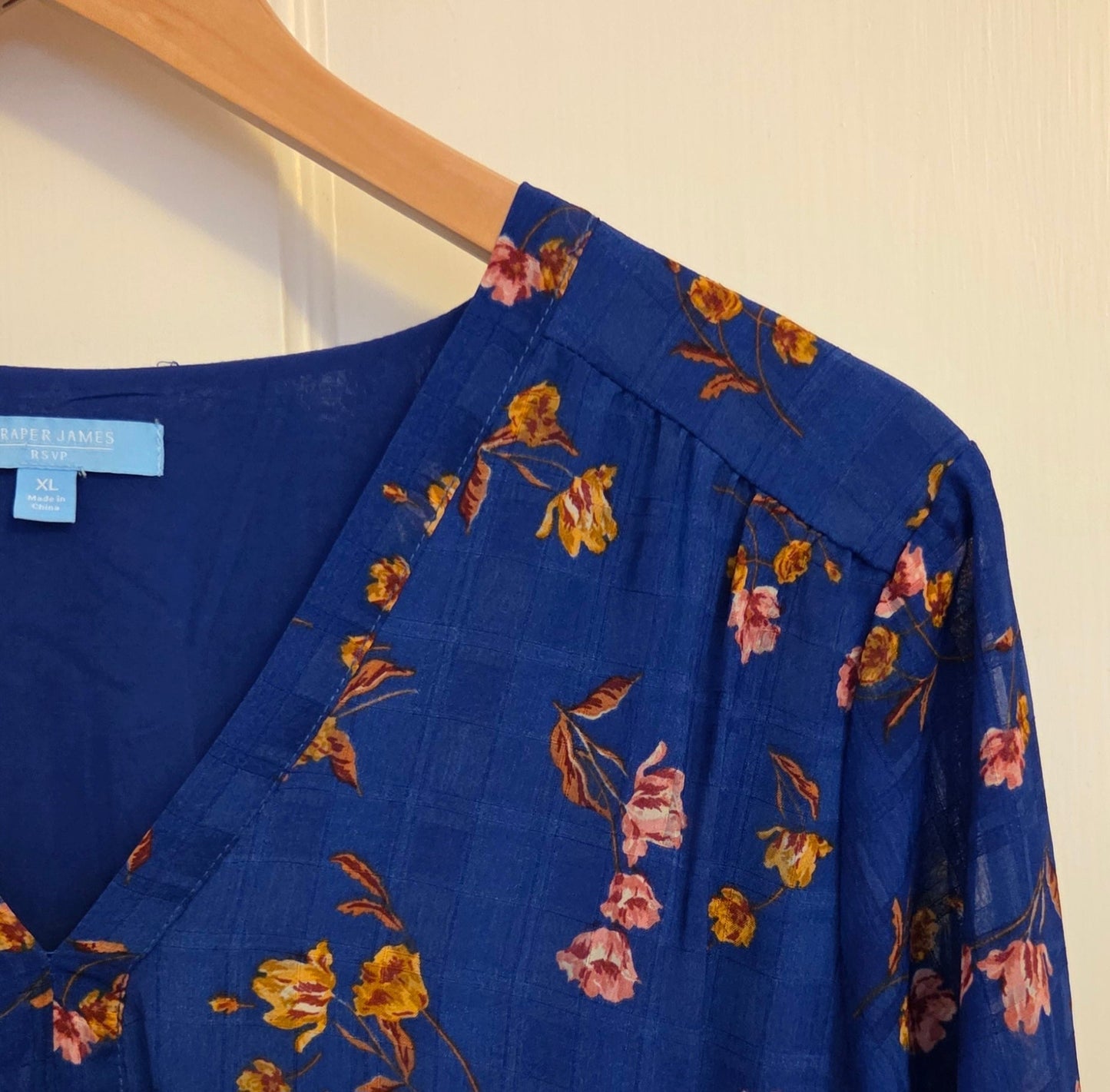 #112 - Draper James RSVP Blue Floral Dress, Womens Size XL, NWOT