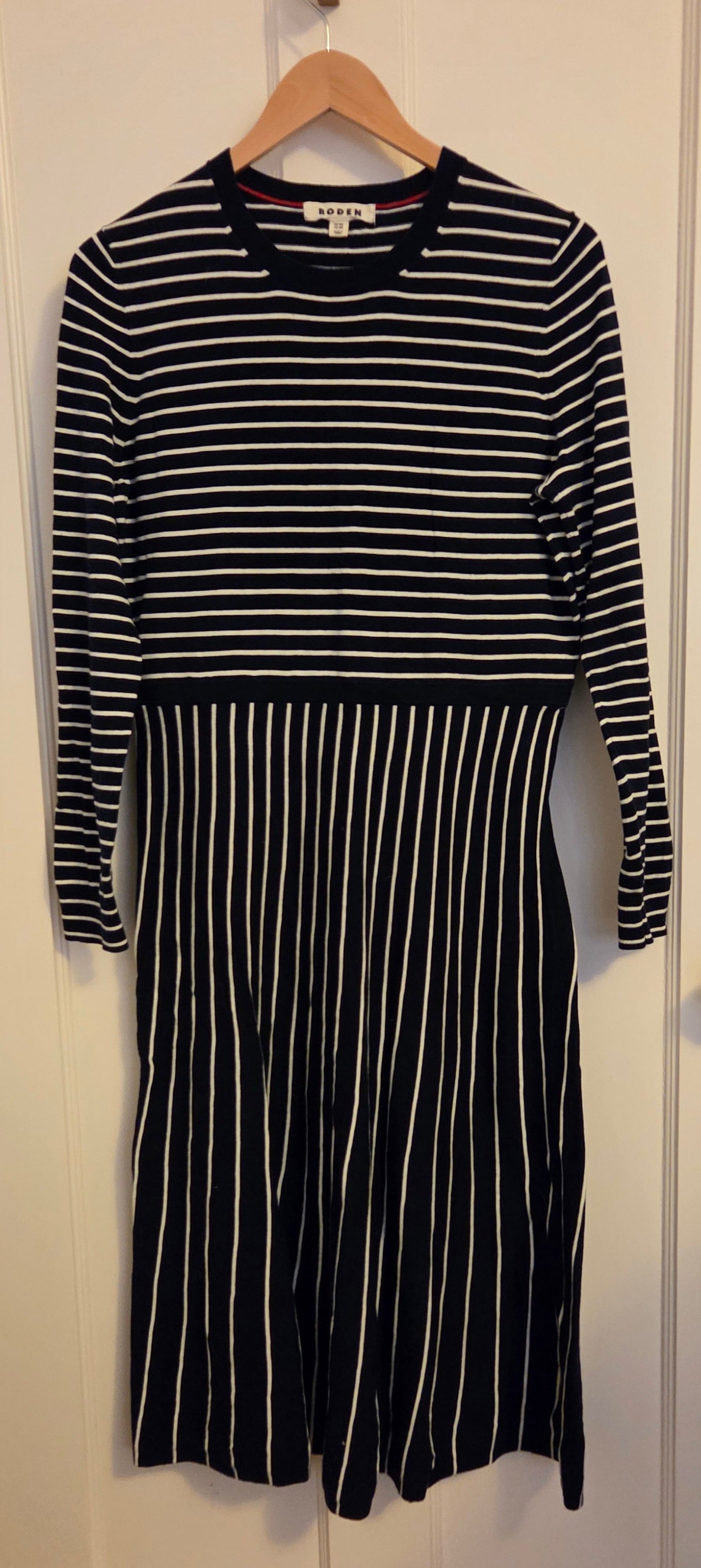 #112 - Boden Navy and White Maria Knit Dress, Size 12R, NWOT