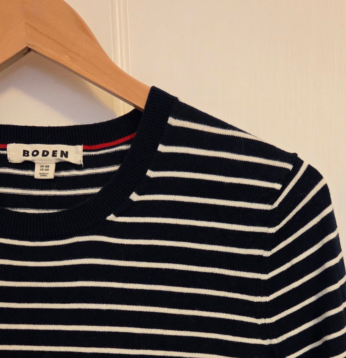 #112 - Boden Navy and White Maria Knit Dress, Size 12R, NWOT