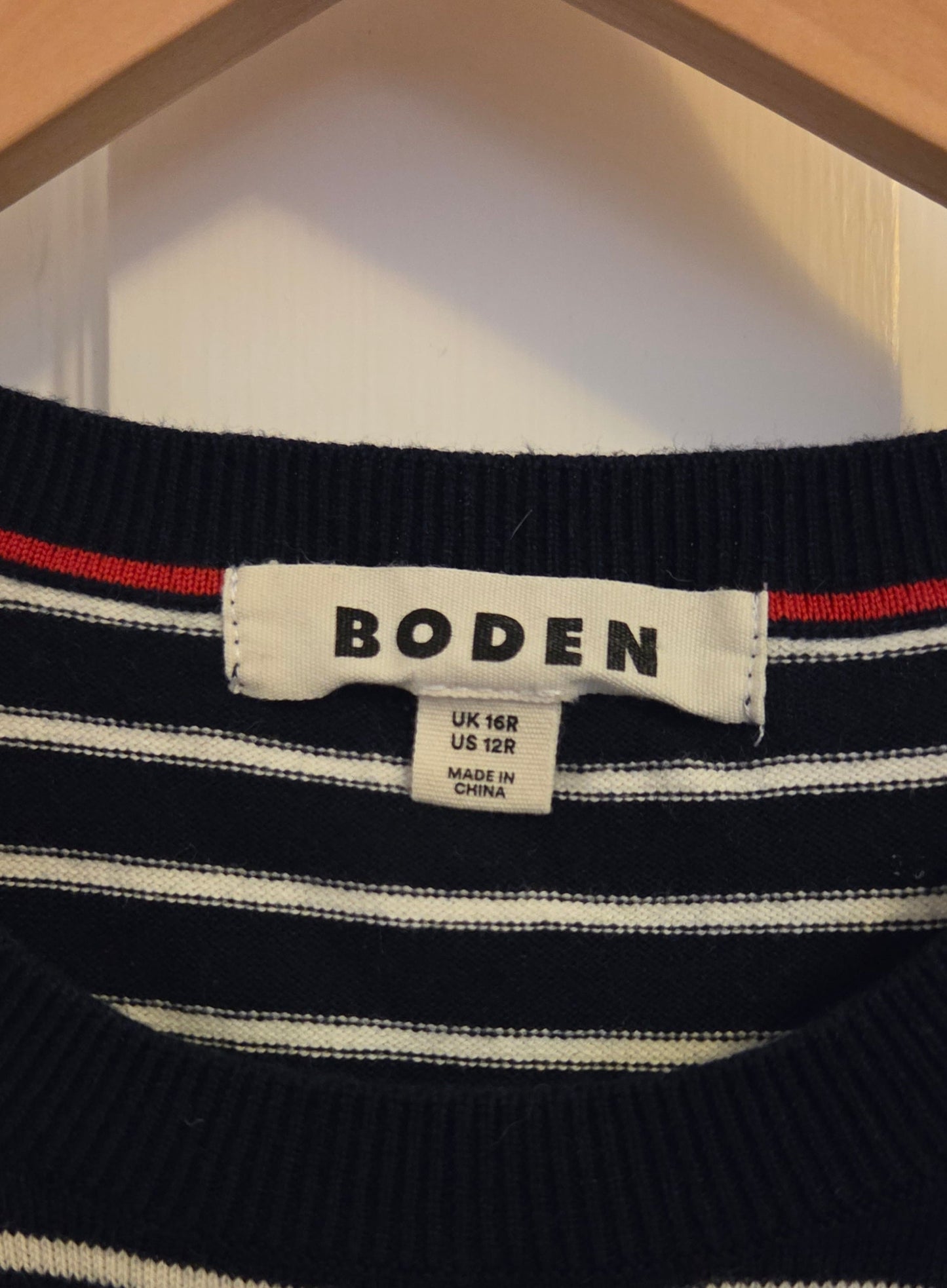 #112 - Boden Navy and White Maria Knit Dress, Size 12R, NWOT
