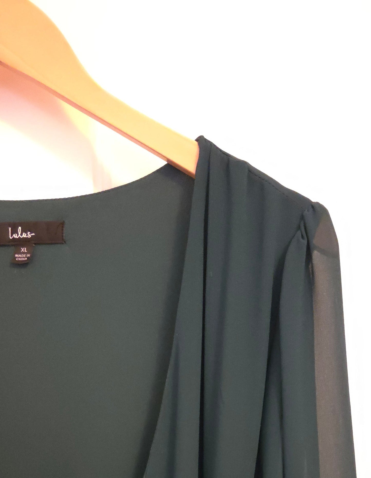 #112 - Lulus Floor Length Dark Green Dress, Women's Siz XL, EUC