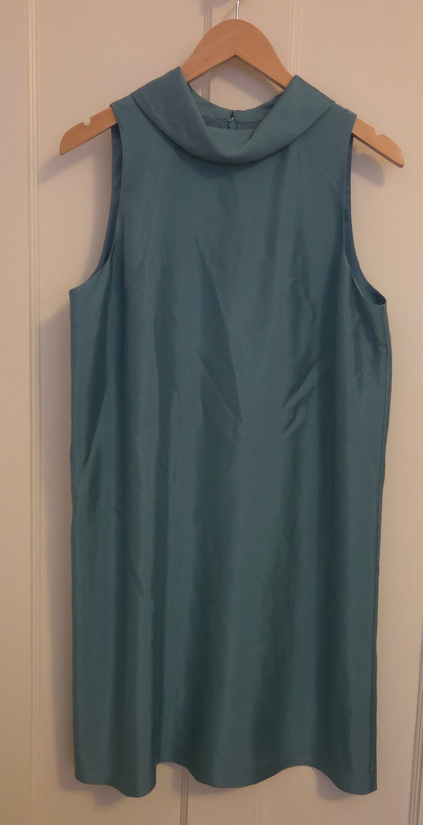 #112 - Talbots Blue Silk Dress, Womens Size 12, EUC