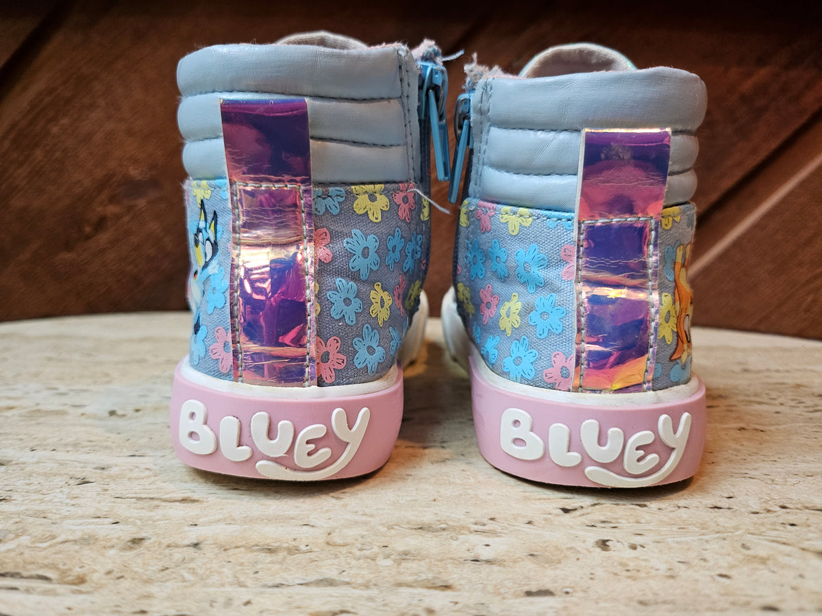 #109. Girls size 11. GUC. Bluey high tops.