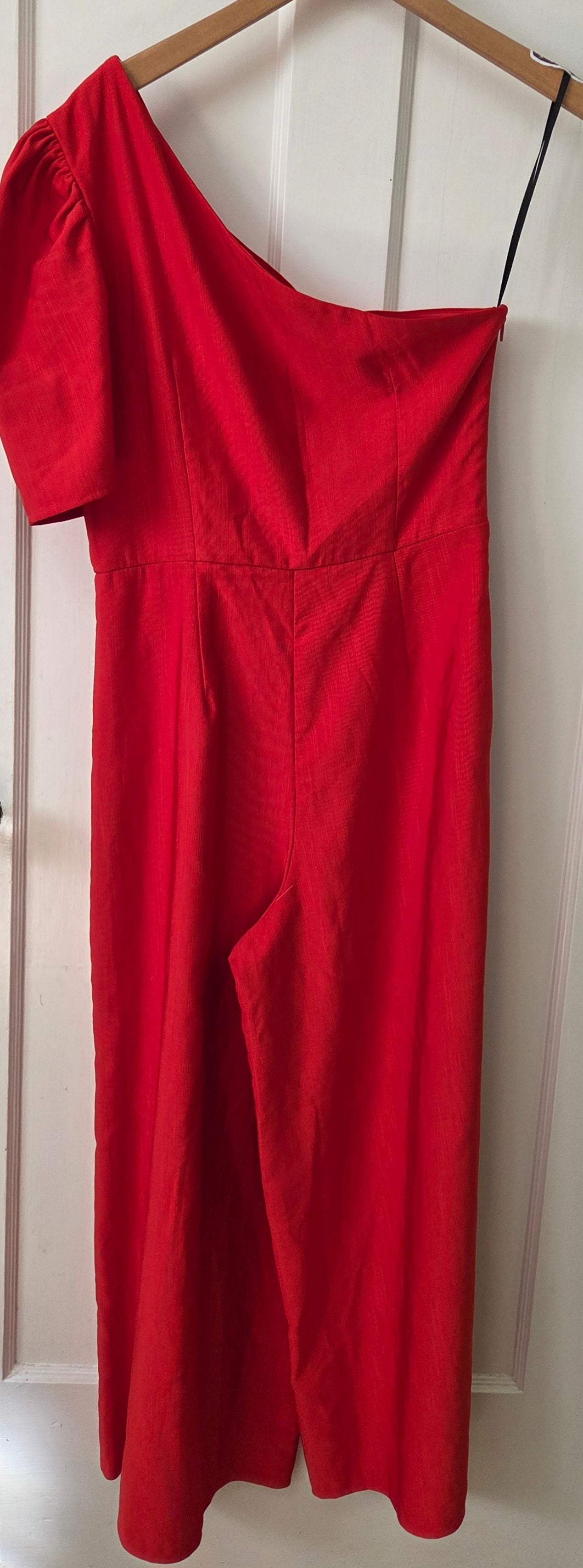 #112 - asos Design Red One Shoulder Jumpsuit, Women's Size 8, EUC