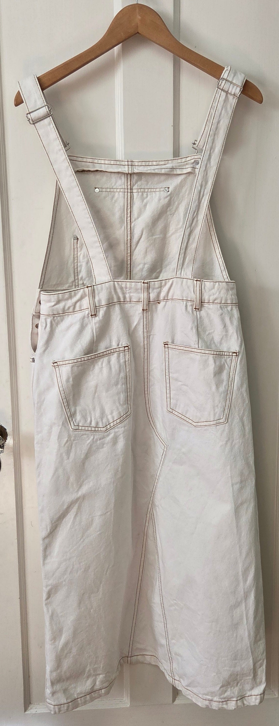 #112 - Zara White Overall Dress, Women's Size M, EUC