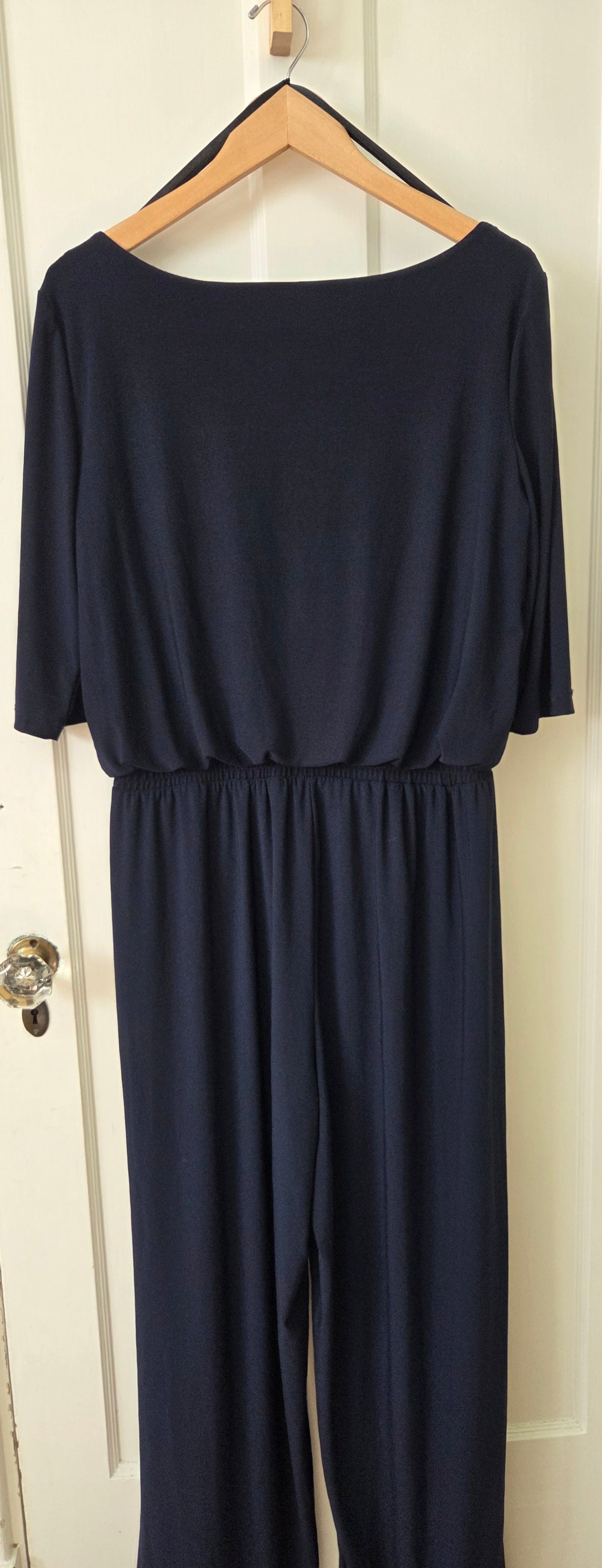 #112 - Navy Blue Jumpsuit with Drawstring Waist, Women's Size XL, EUC