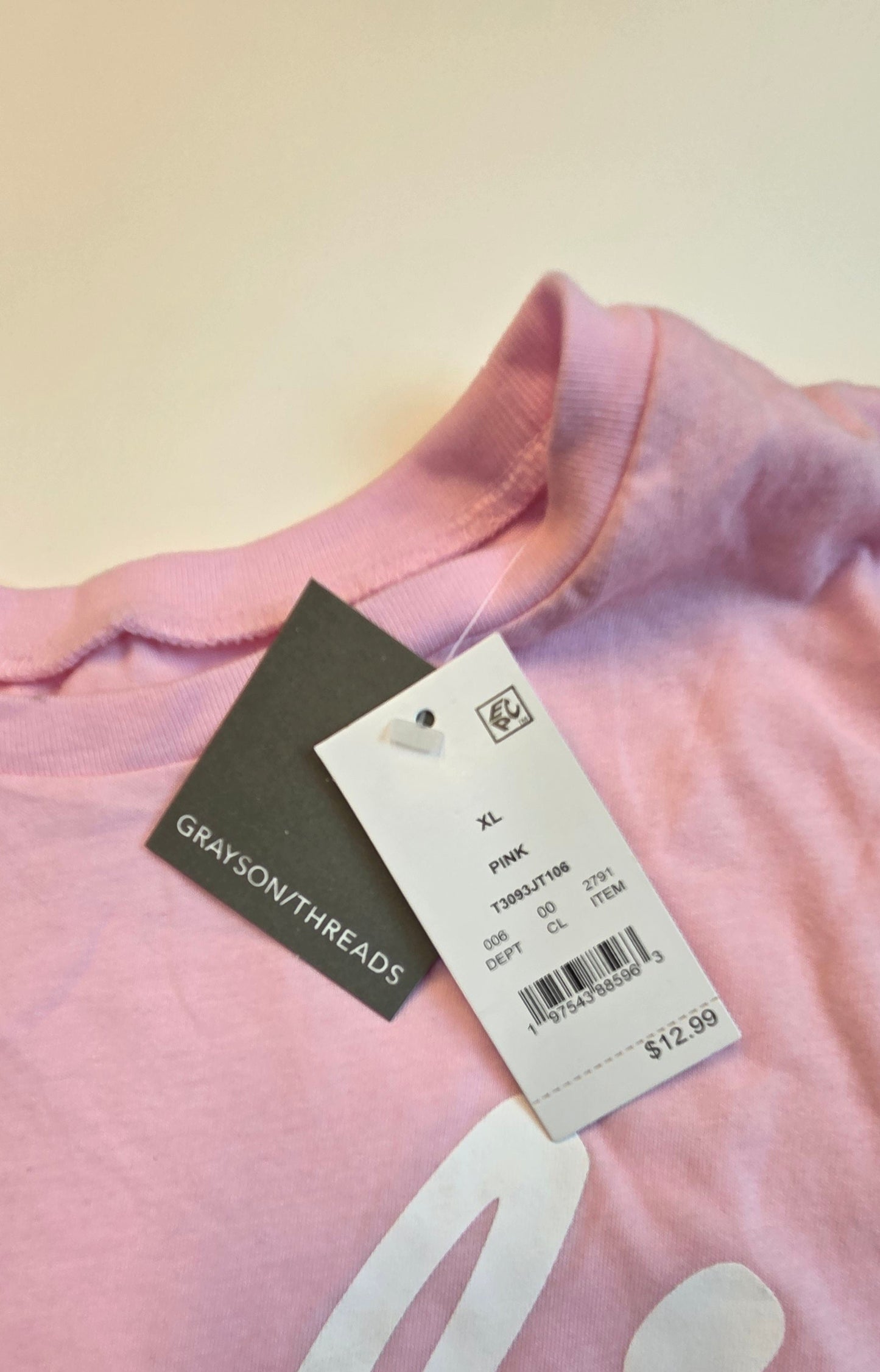 #112 - Barbie Pink Script T-Shirt, Size XL, NWT
