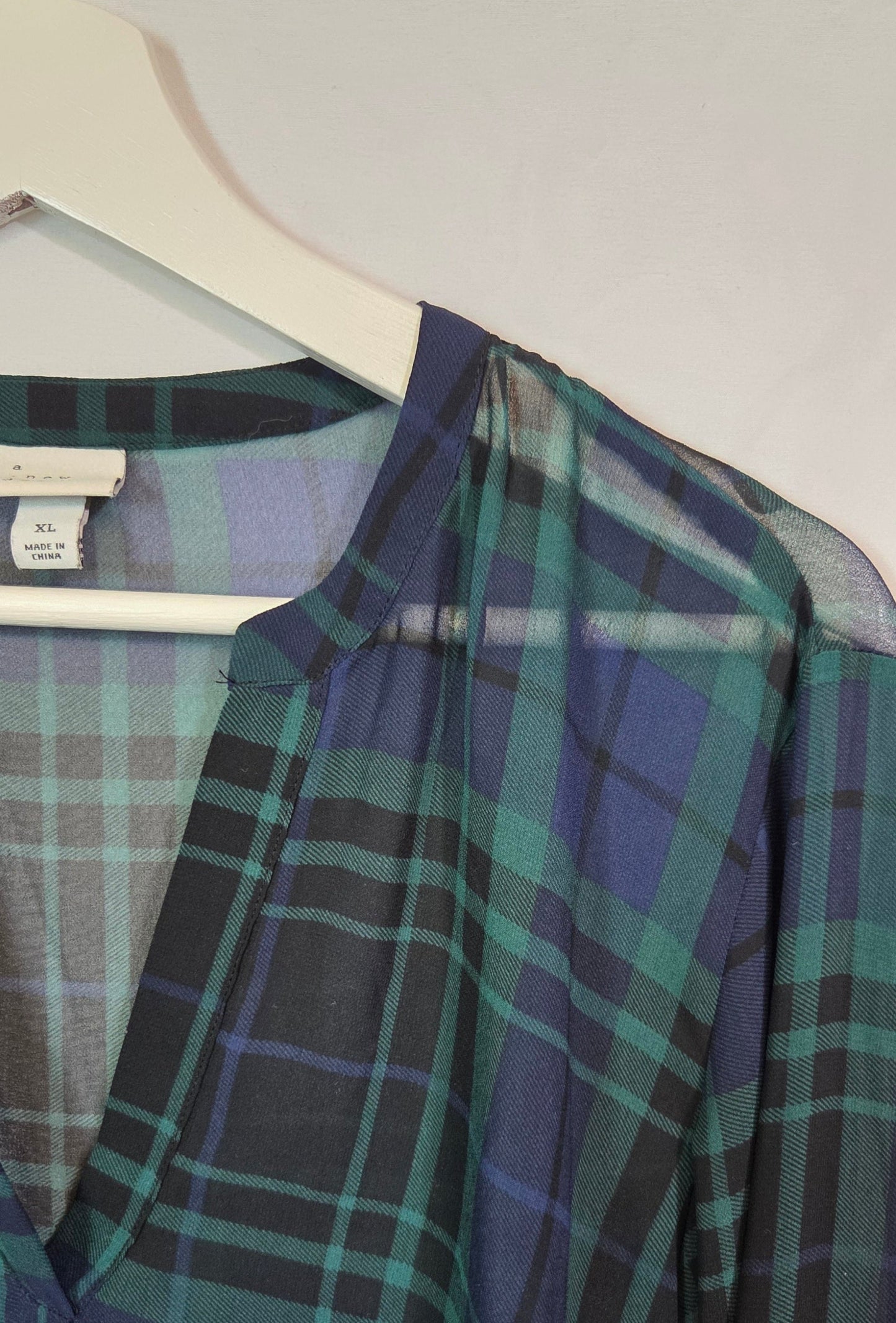 #112 - a new day Plaid Blouse, Womens Size XL, EUC