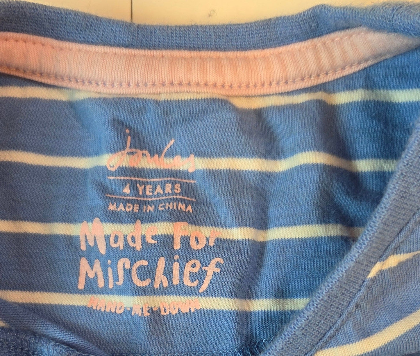 #112 - Joules Long Sleeve Shirt, Girls Size 4T, EUC