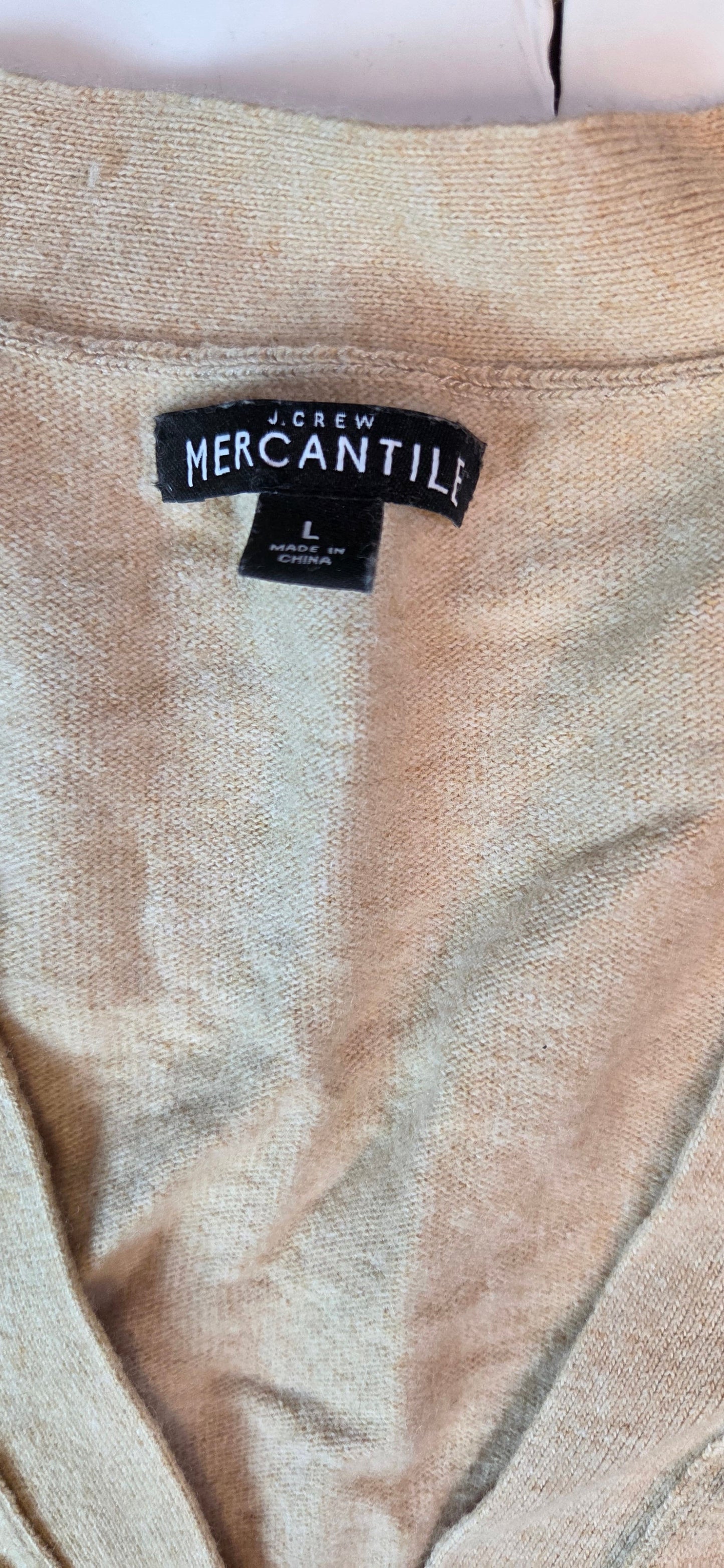 #112 - J.Crew Merchantile Tan Wool Sweater, Womens Size L, VGUC