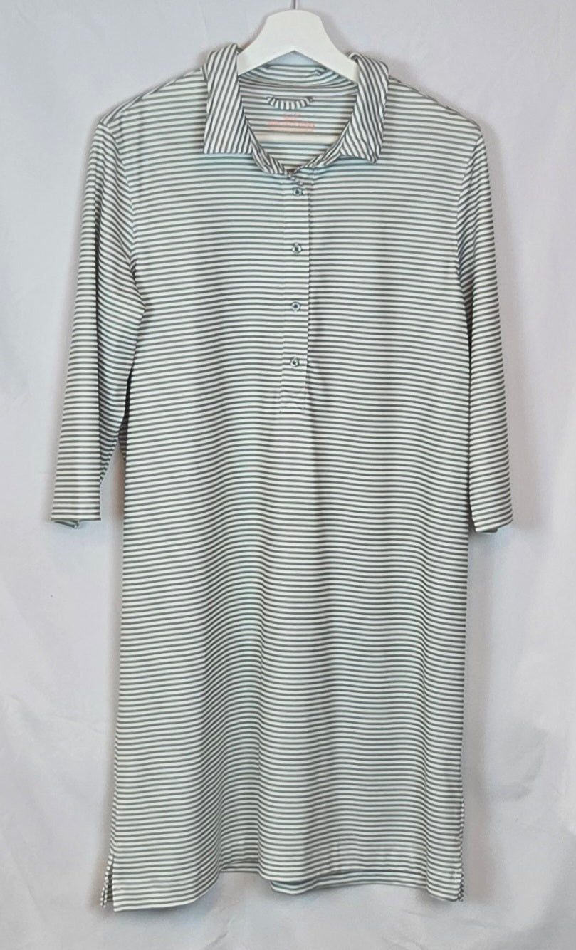 #112 - Vineyard Vines White/Green Striped Athletic Dress, Womens Size L, NWOT