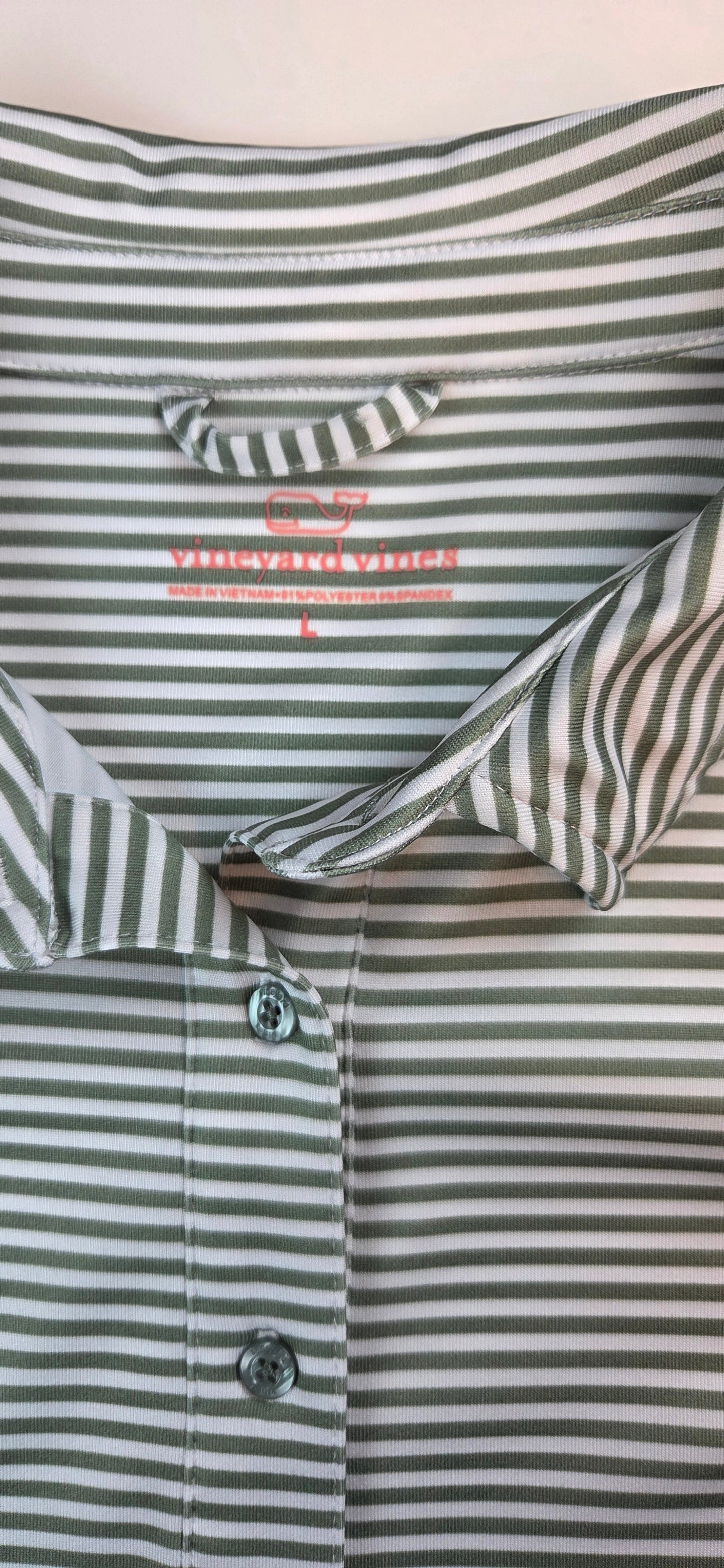 #112 - Vineyard Vines White/Green Striped Athletic Dress, Womens Size L, NWOT