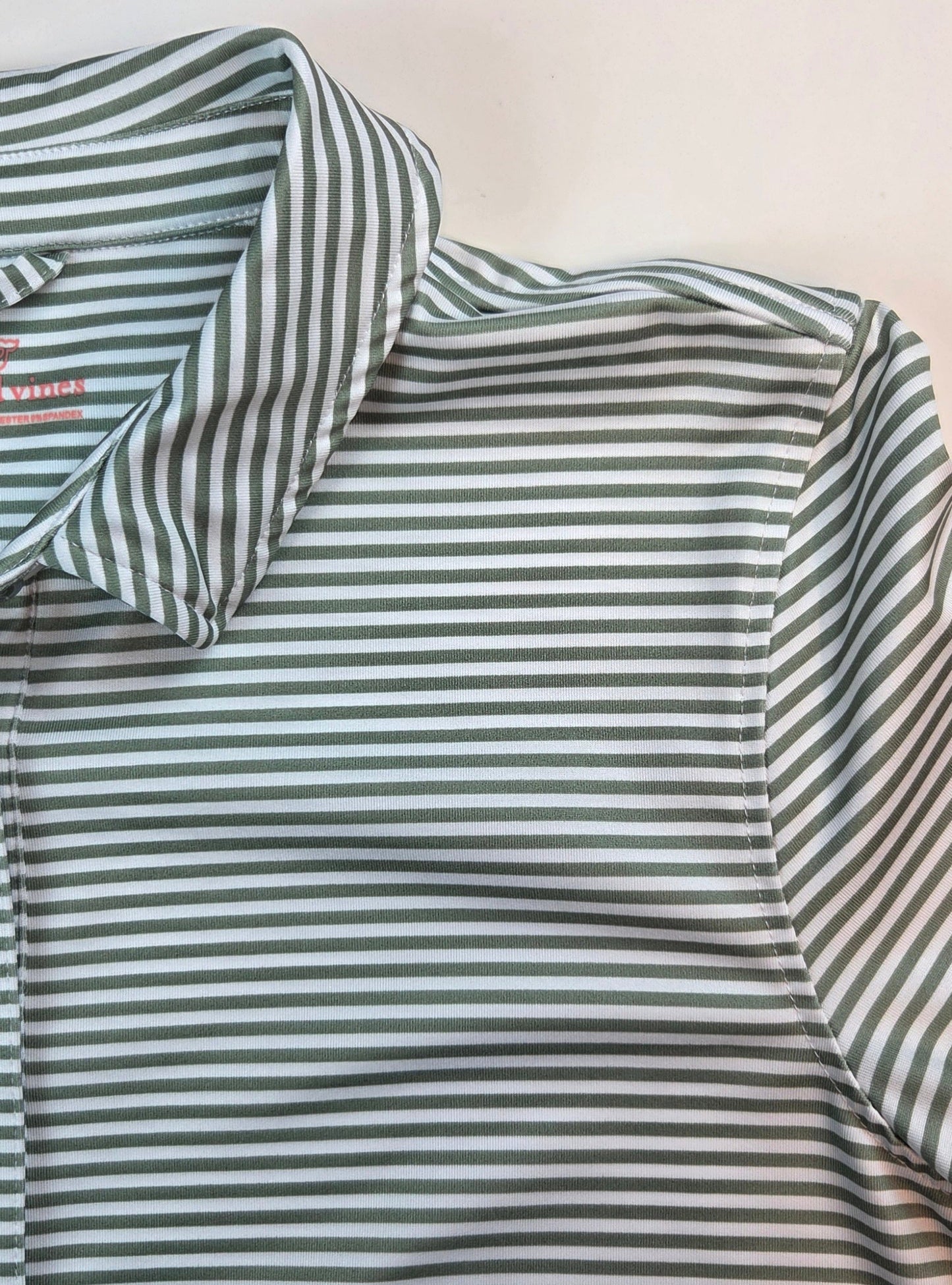 #112 - Vineyard Vines White/Green Striped Athletic Dress, Womens Size L, NWOT