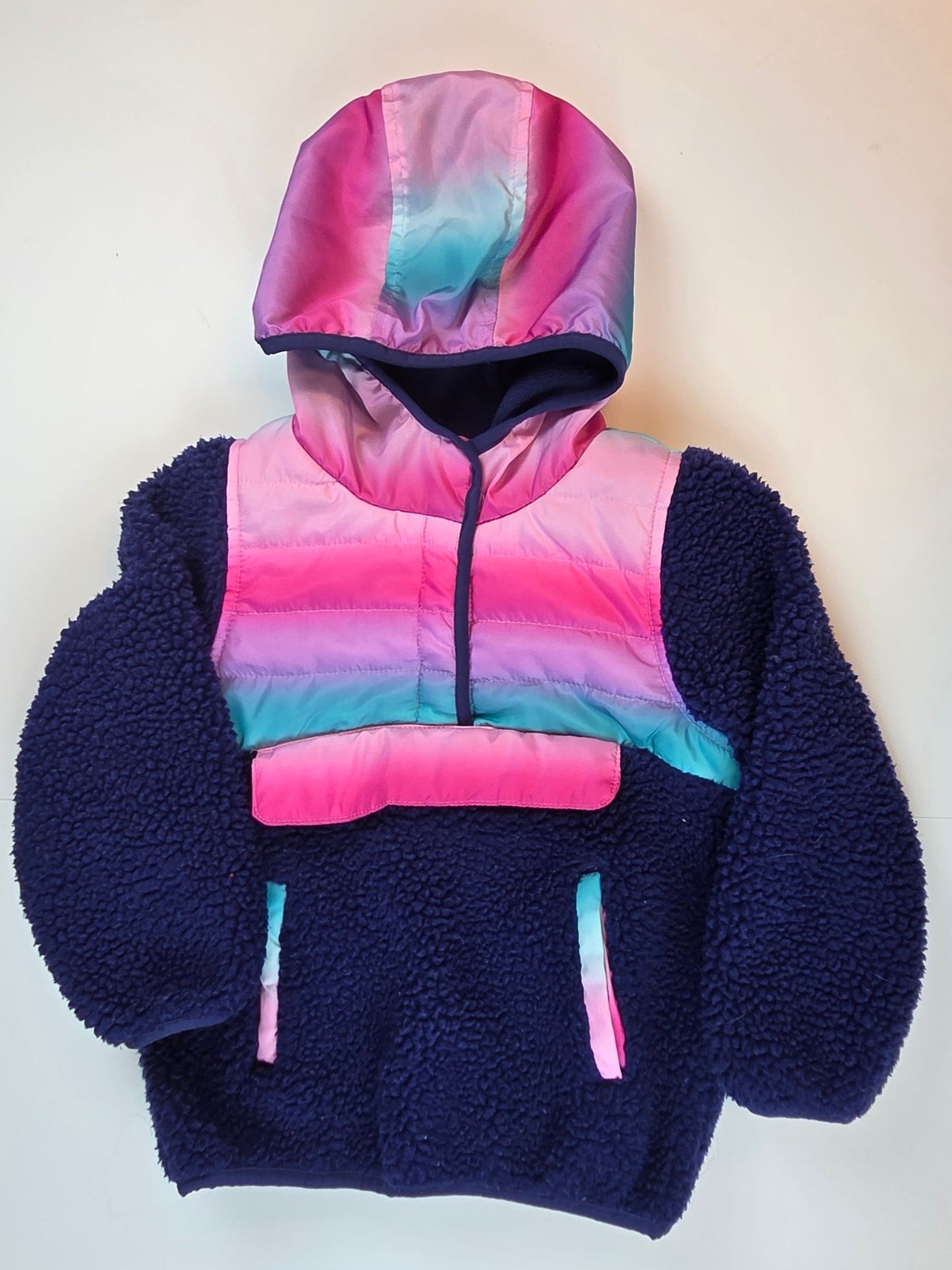 #112- Hooded Sherpa Quarter Zip Coat, Size 4t, VGUC