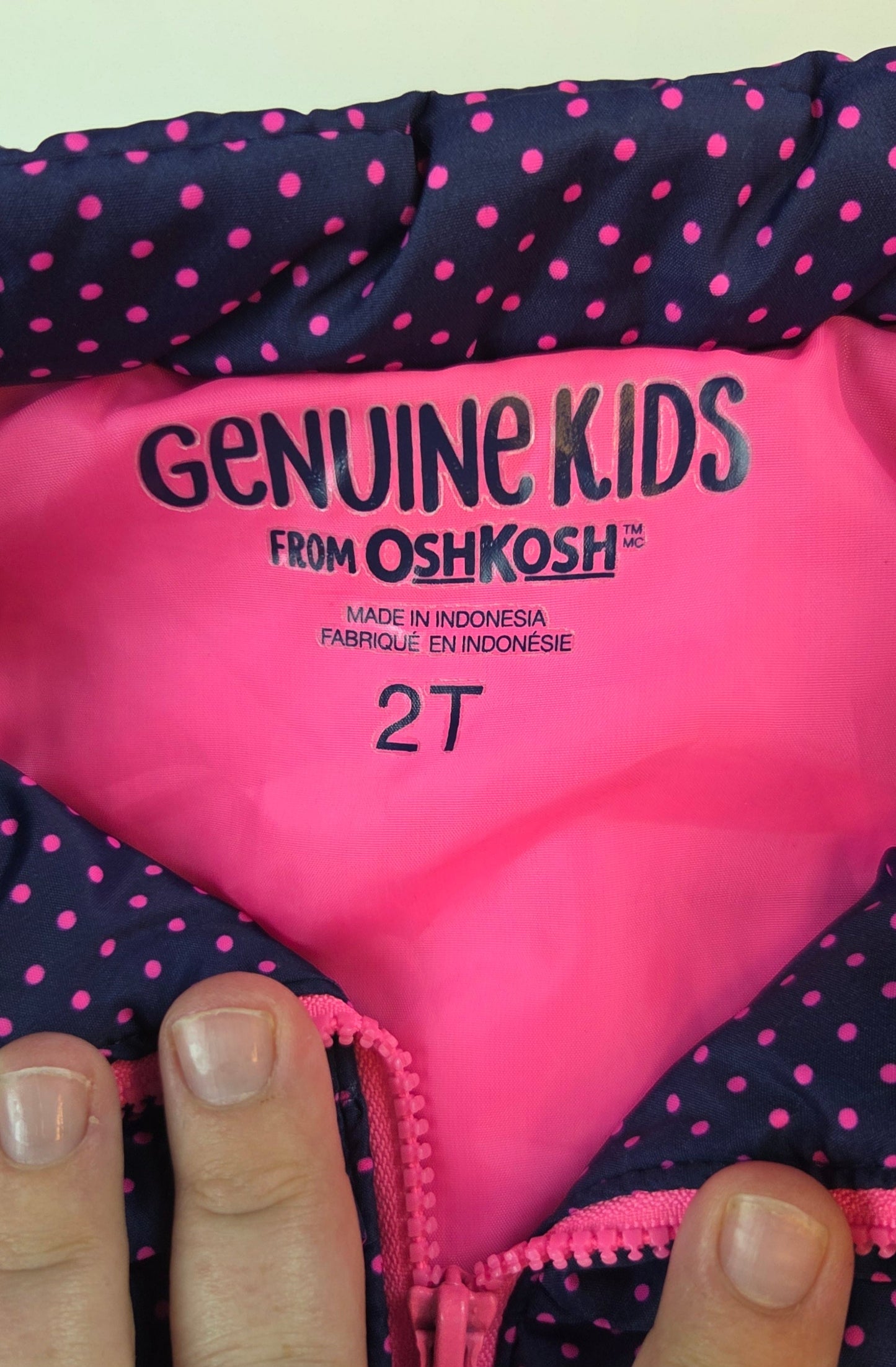 #112 - OshKosh Blue/Pink Puffy Vest, Size 2t, EUC